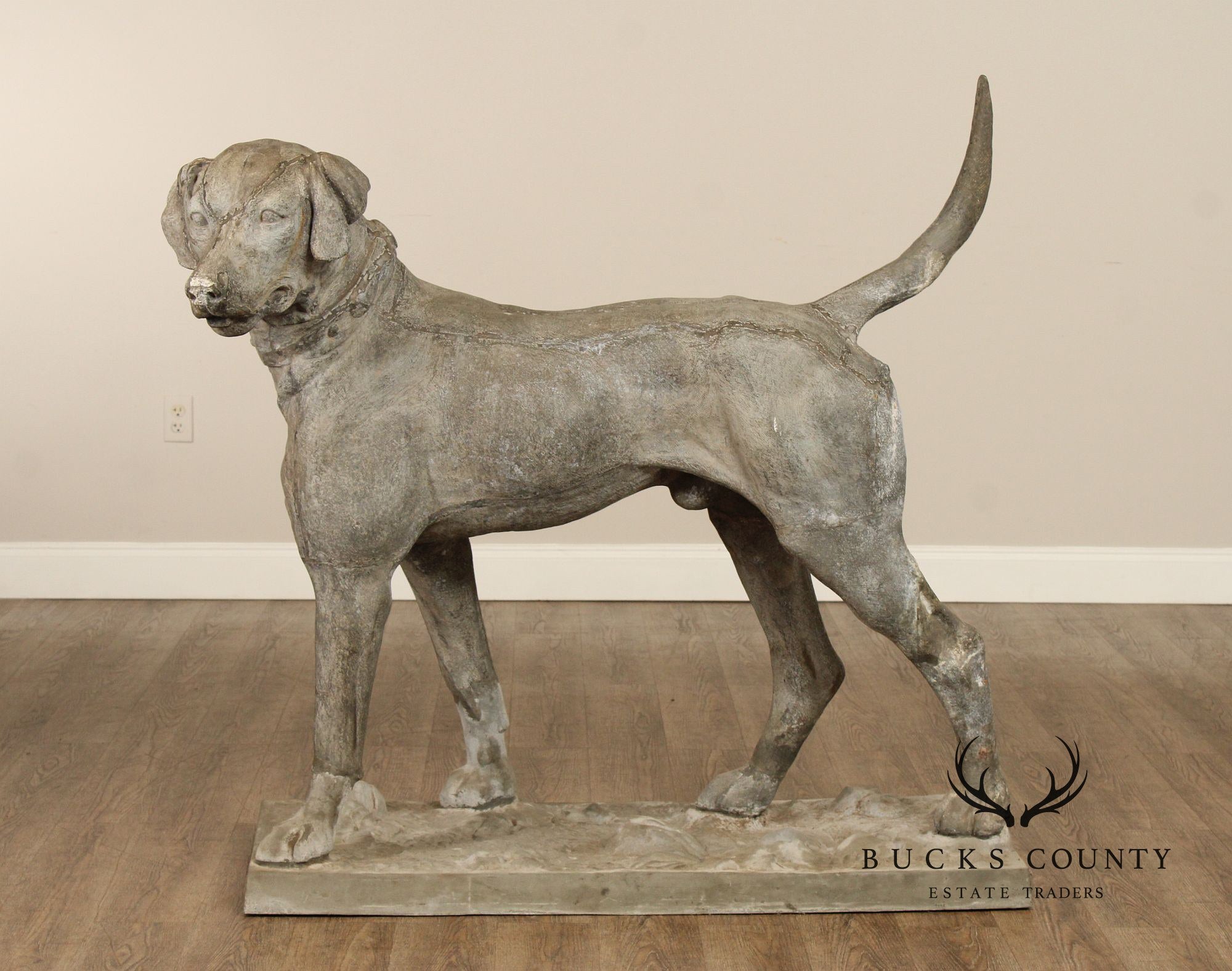 Antique J.W. Fiske Zinc Morley's Dog Statue