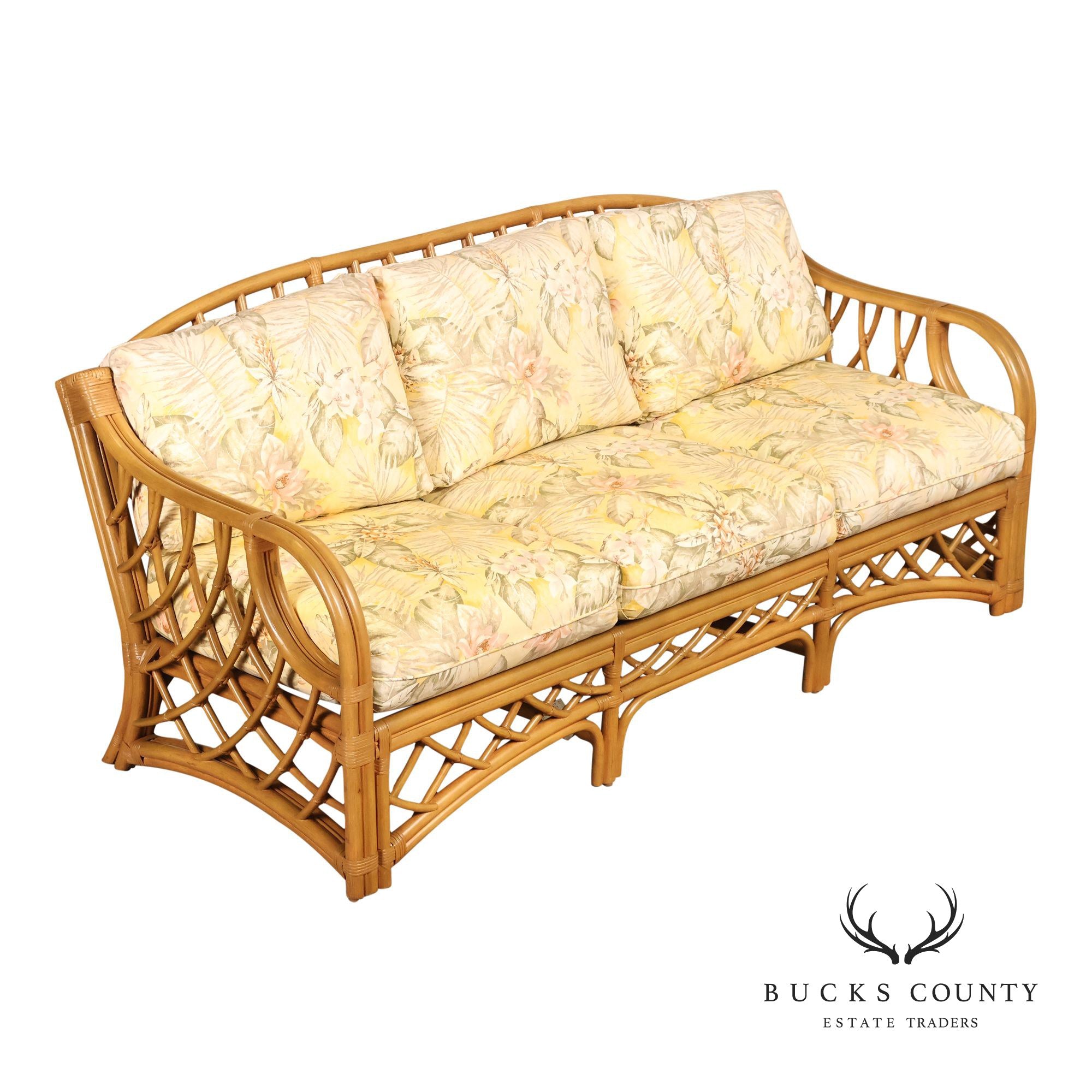 TradeWinds Rattan Sofa With Upholstered Cushions