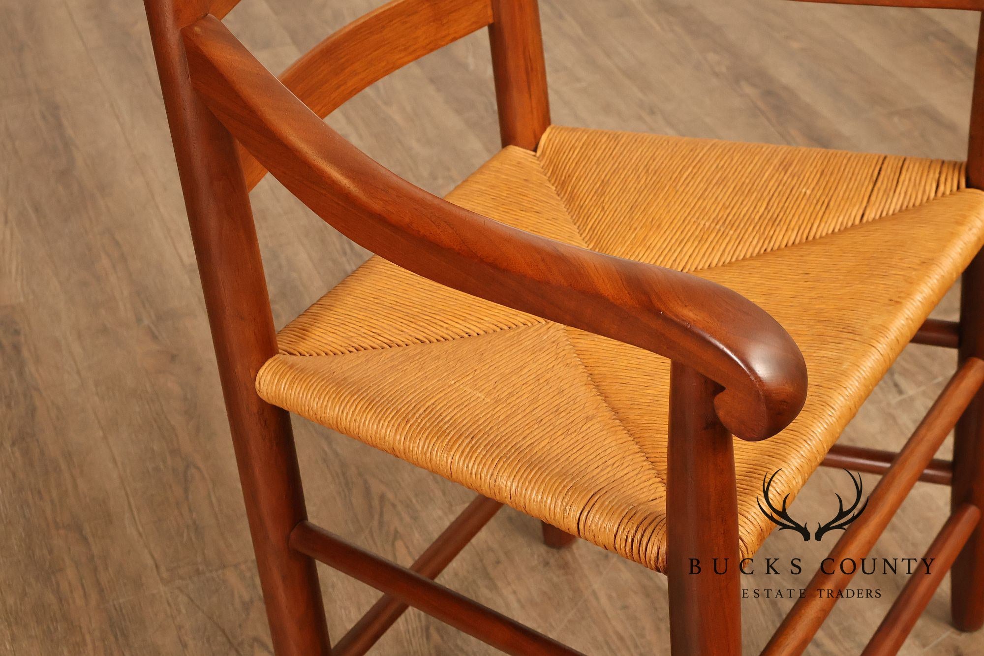 E.A. Clore Custom Walnut Set Of Eight Ladder Back Dining Chairs