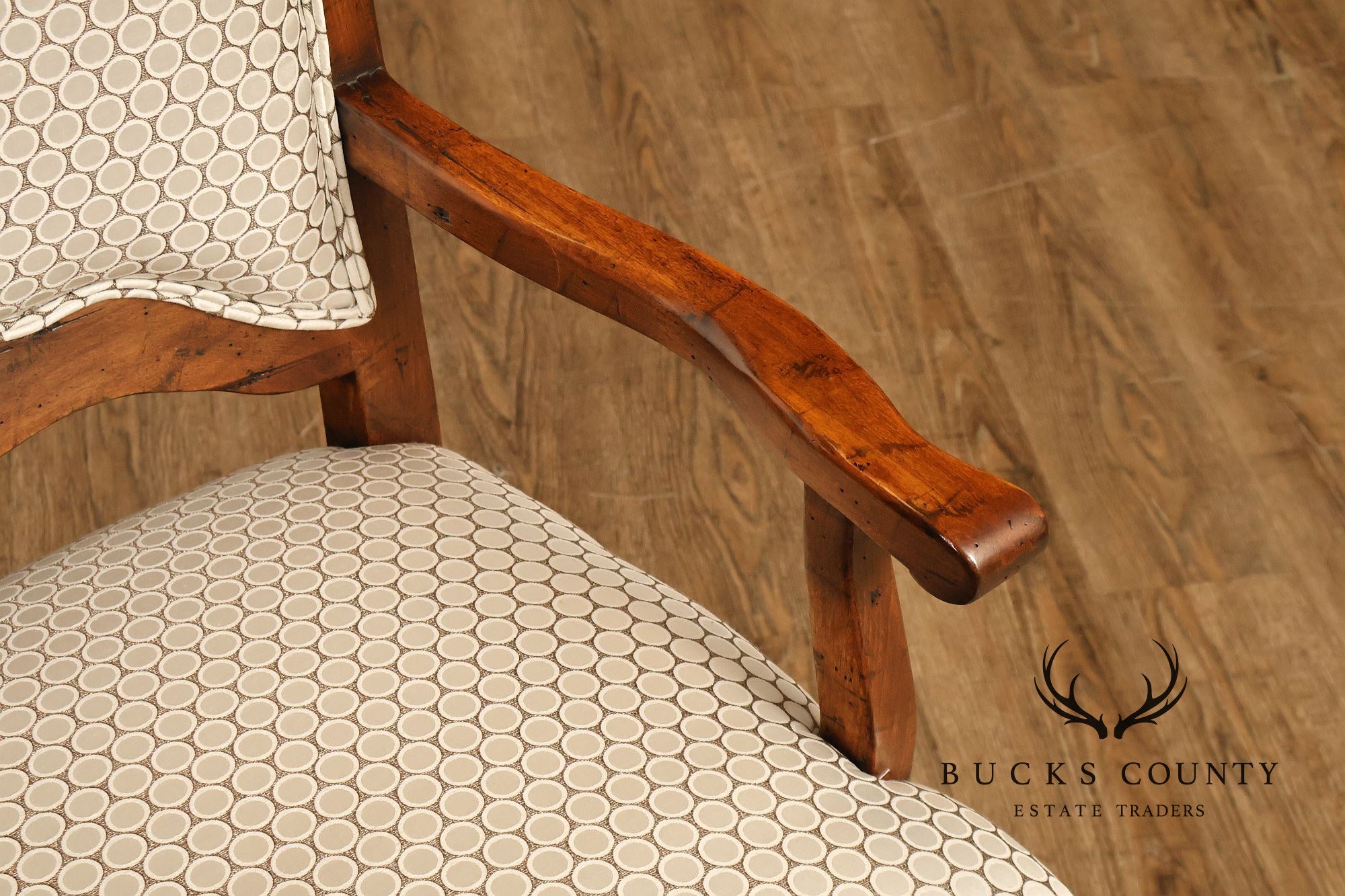 Guy Chaddock Pair Of Country French Upholstered Dining Armchairs