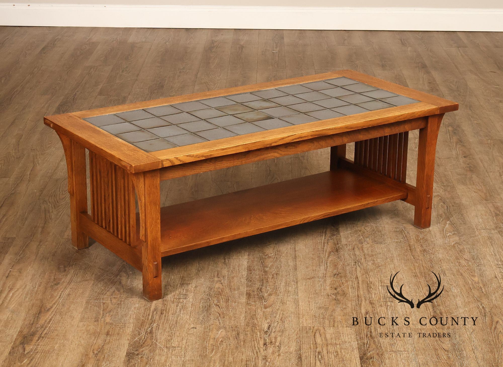 Stickley Mission Collection Oak Tile Top Coffee Table
