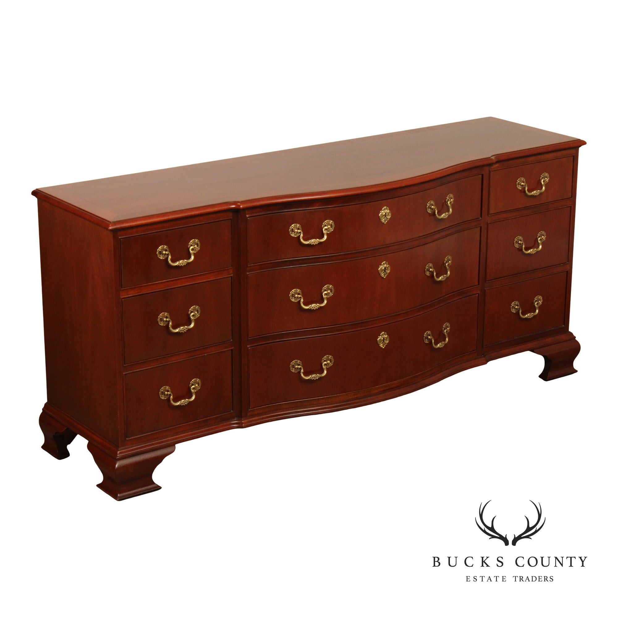 Baker Georgian Style Mahogany Triple Chest of Drawers