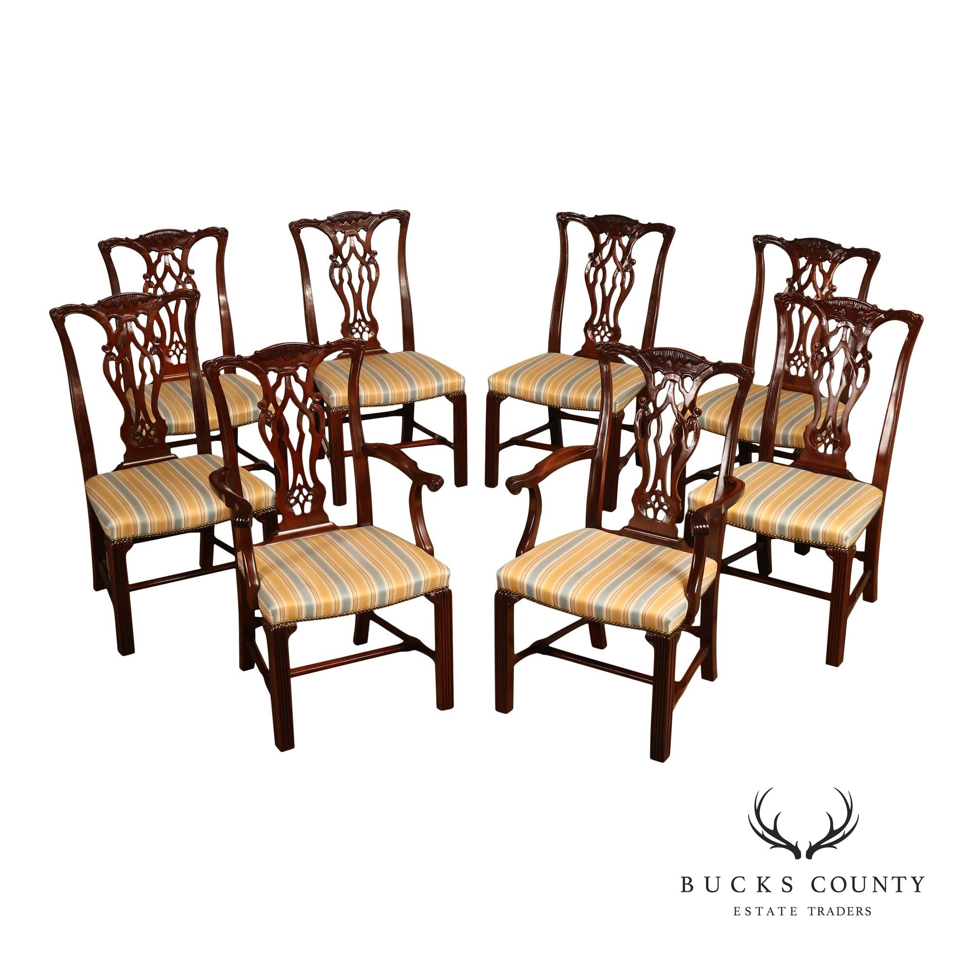 Chippendale Style Set of Eight Mahogany Dining Chairs