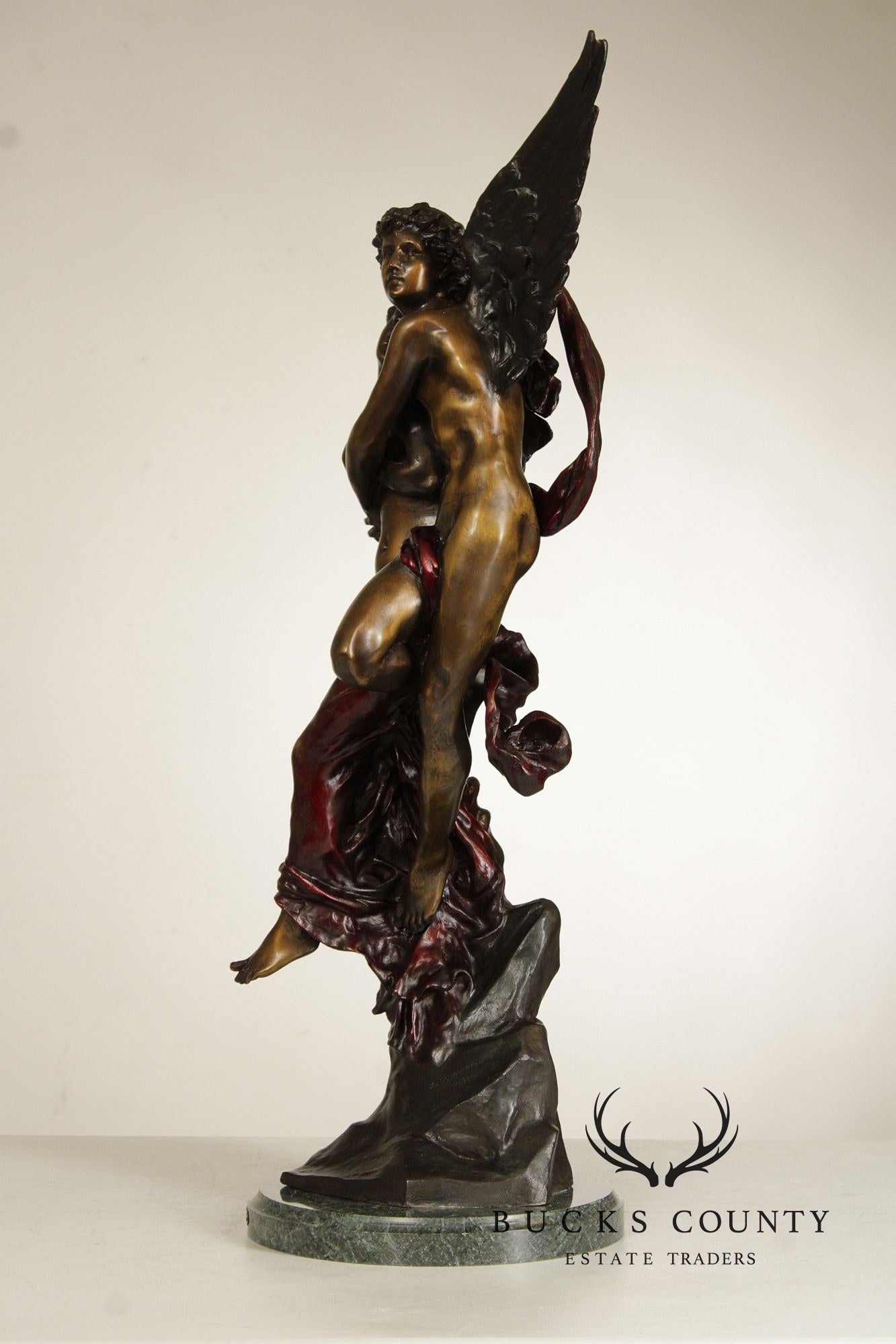 Henri Godet Bronze Statue, 'Cupid & Psyche'