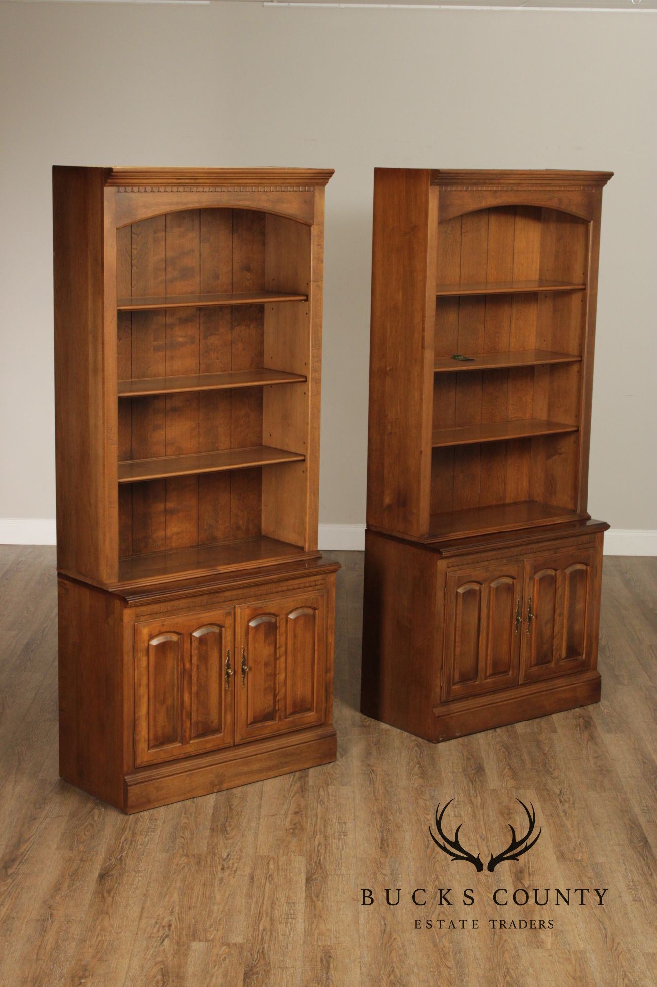 Ethan Allen Vintage Pair Of Maple Bookcases