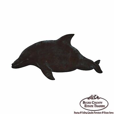 Hammered Copper Weathered Dolphin Wall Sculpture