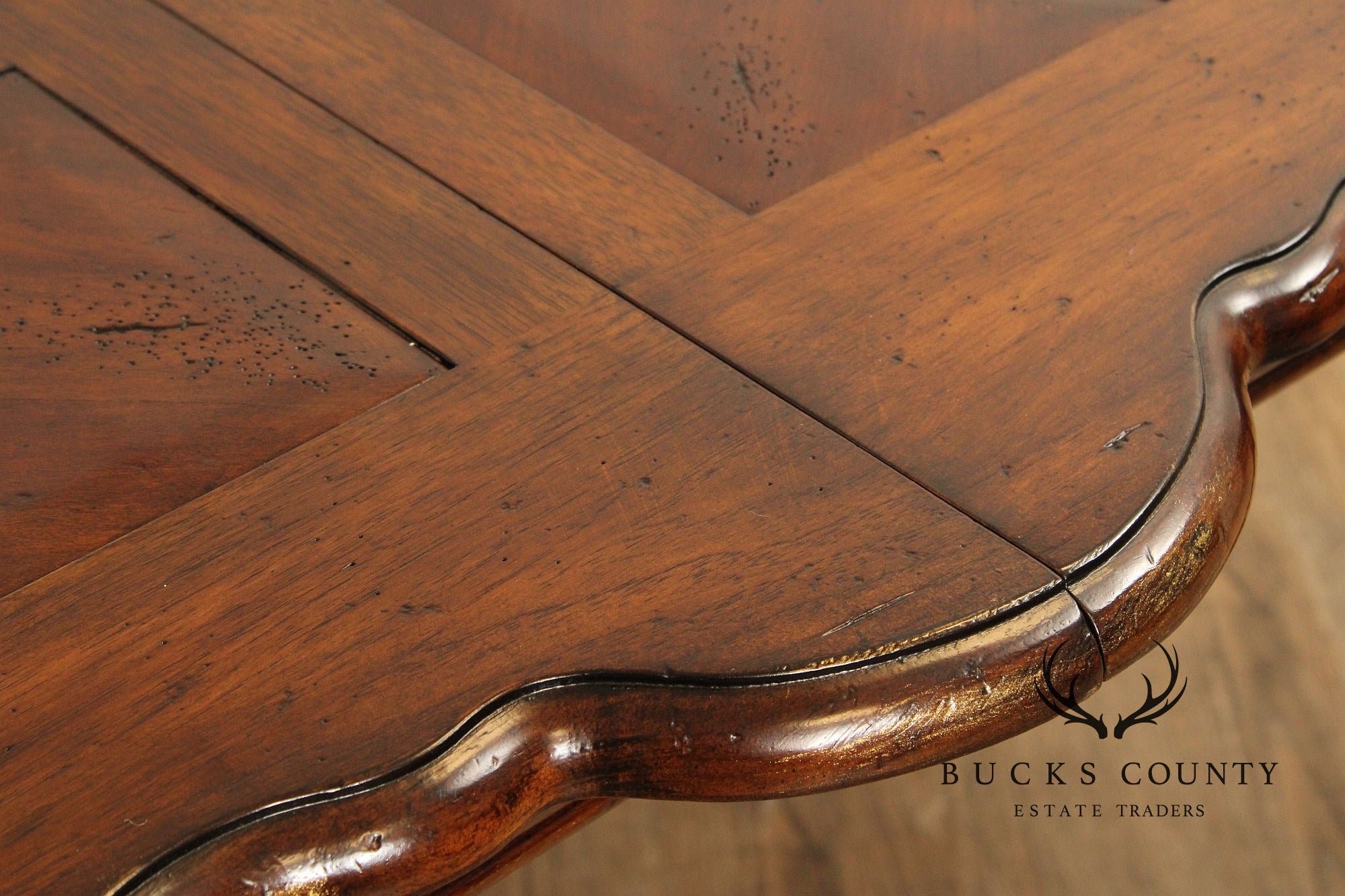 French Louis XV Style Expandable Parquetry Top Dining Table