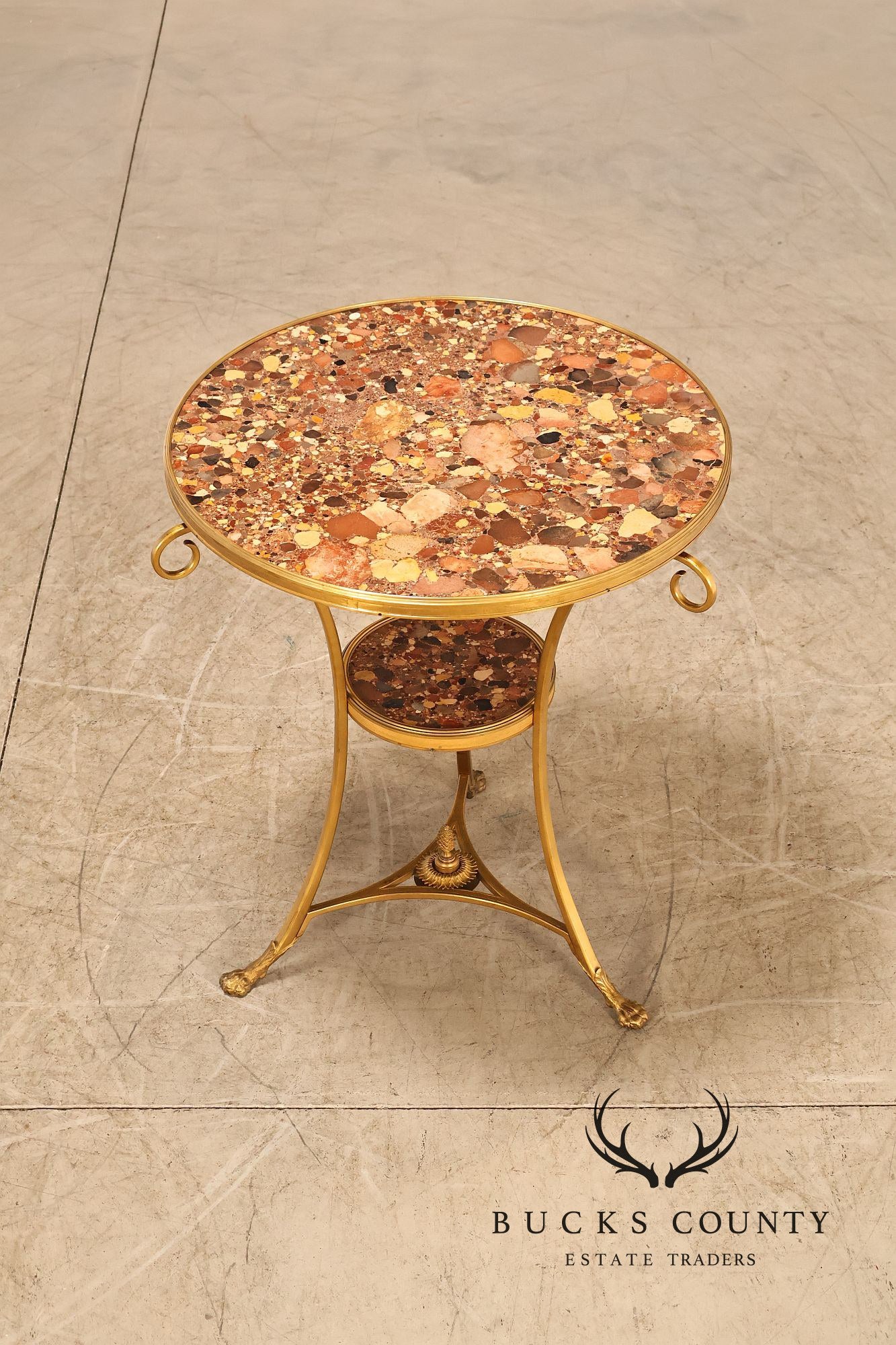 Neoclassical Style Pair of Marble Top Gueridon Side Tables