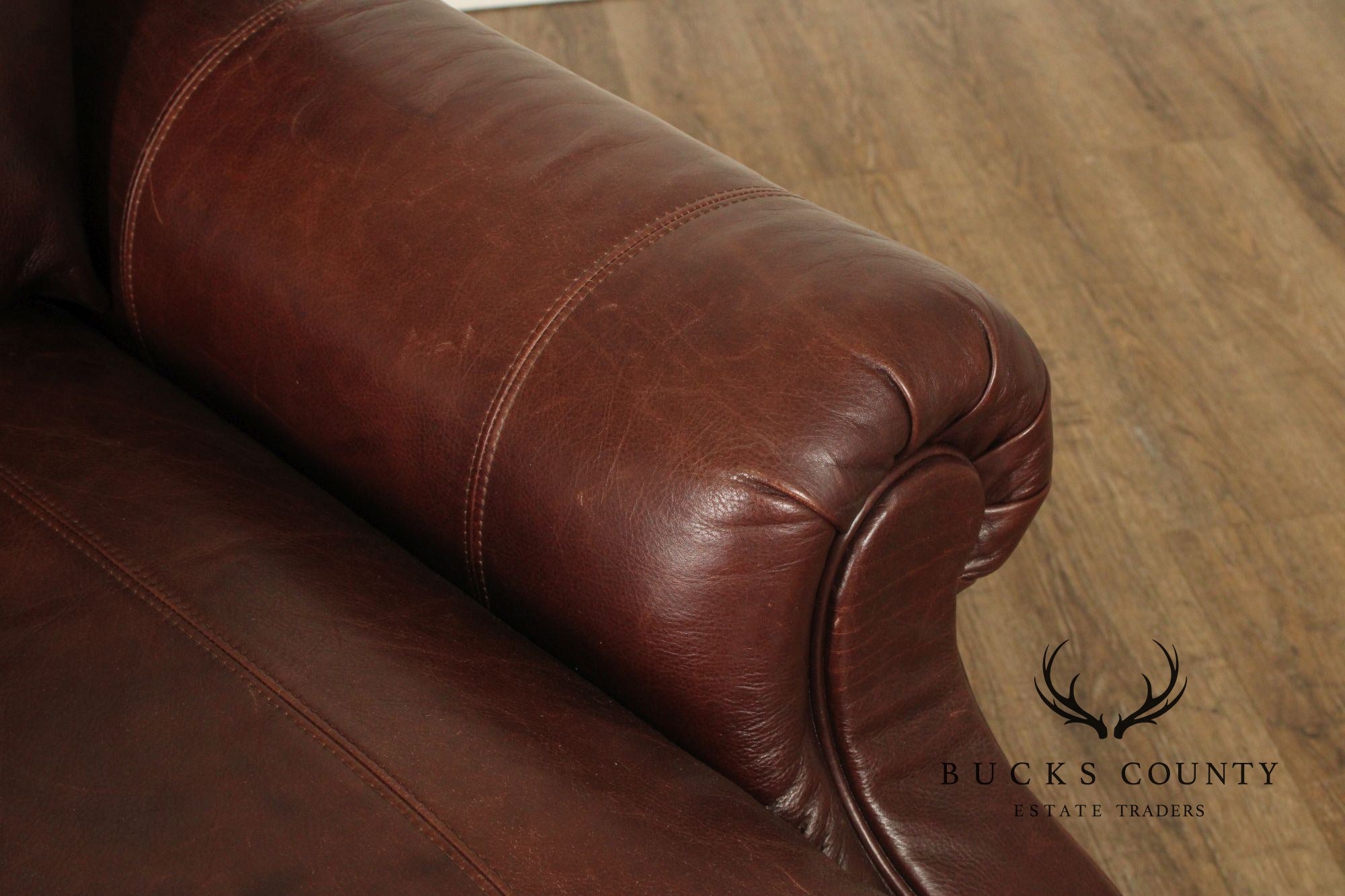 Henredon Traditional Brown Leather Sofa