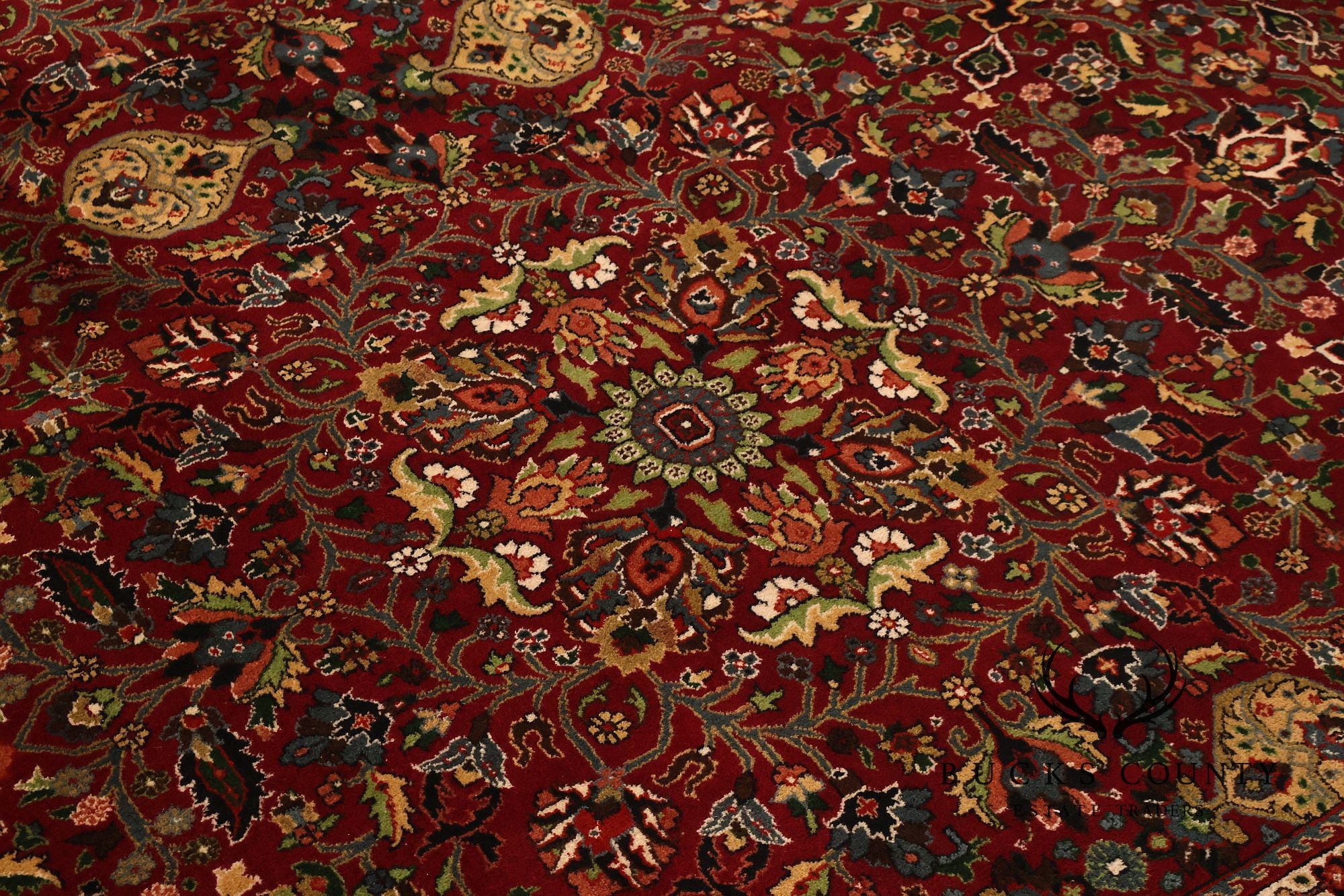 Hand Knotted Persian Style Wool Area Rug With Floral Medallion Design