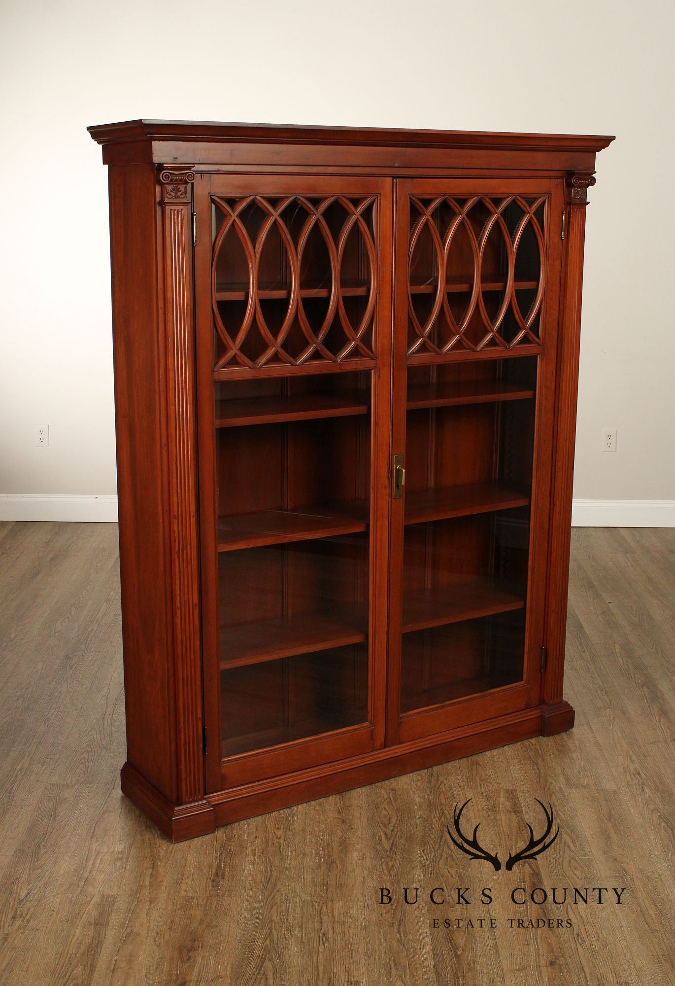 Antique Pair Of Architectural Form Two Door Bookcases