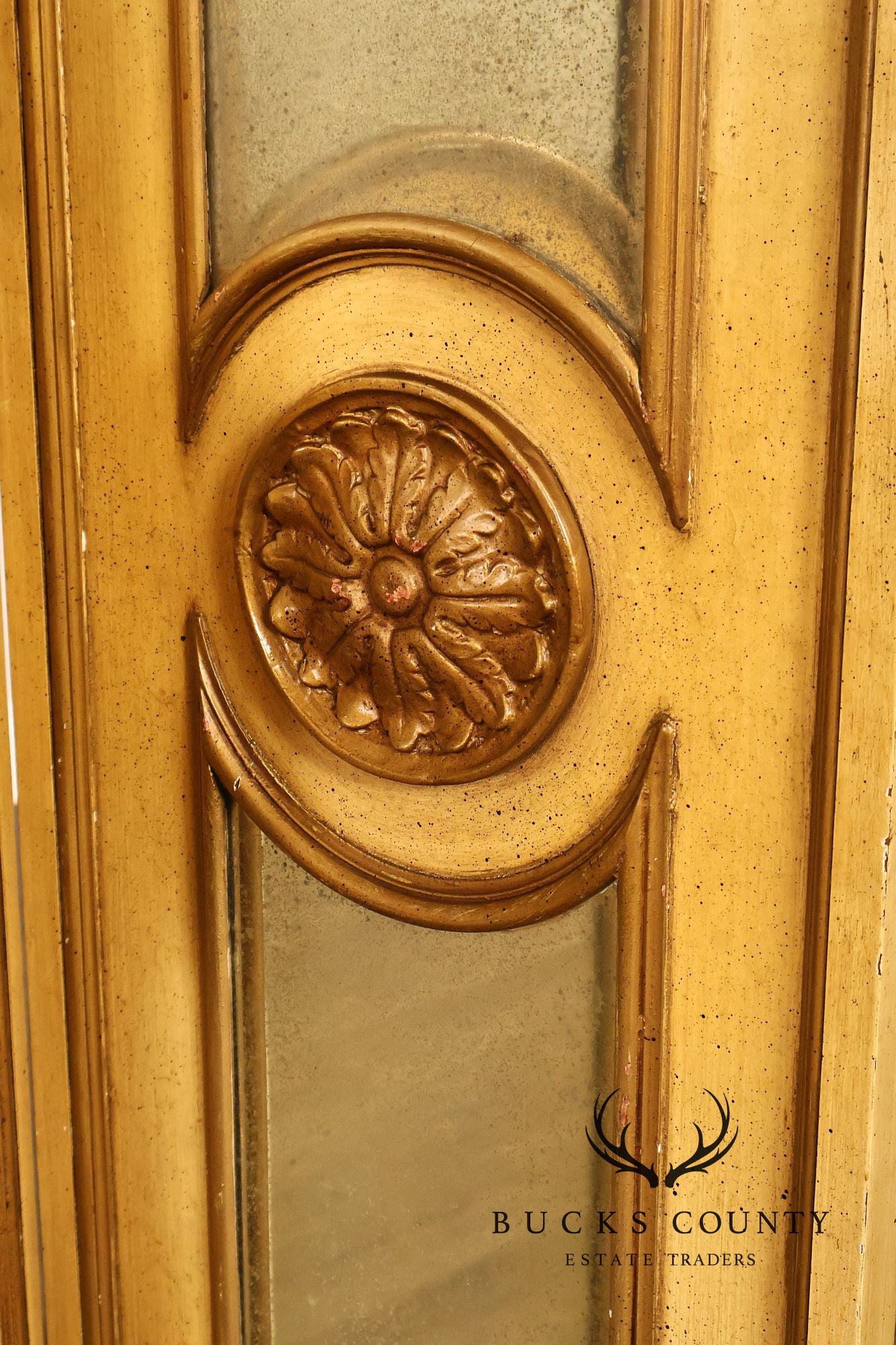 Vintage Rococo Style Painted & Mirrored Four-Panel Folding Screen