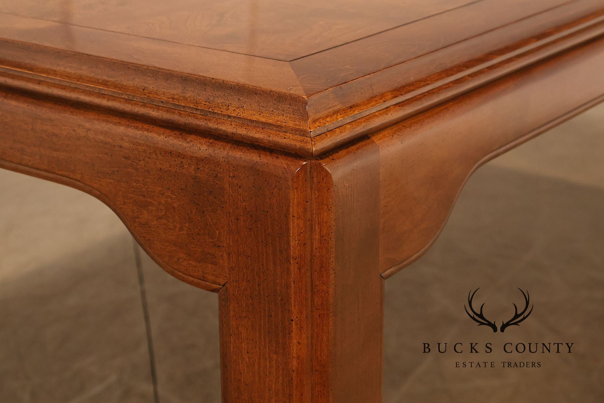 Century Furniture Chin Hua Burl Wood Parsons Expandable Dining Table
