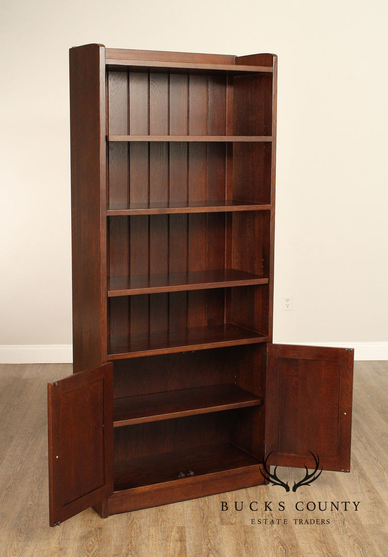 Stickley Mission Collection Oak Tall Bookcase with Bottom Doors