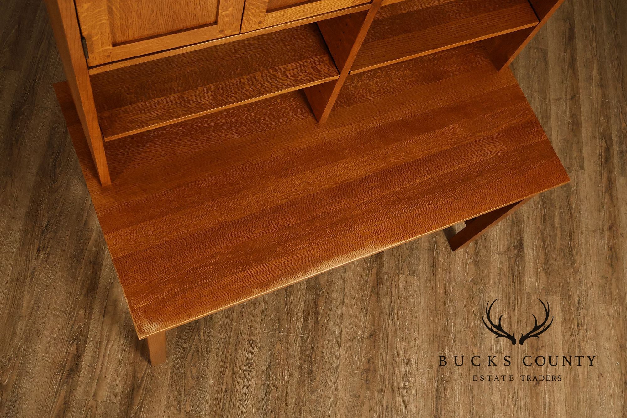 Stickley Mission Collection Oak Spindle Desk with Hutch