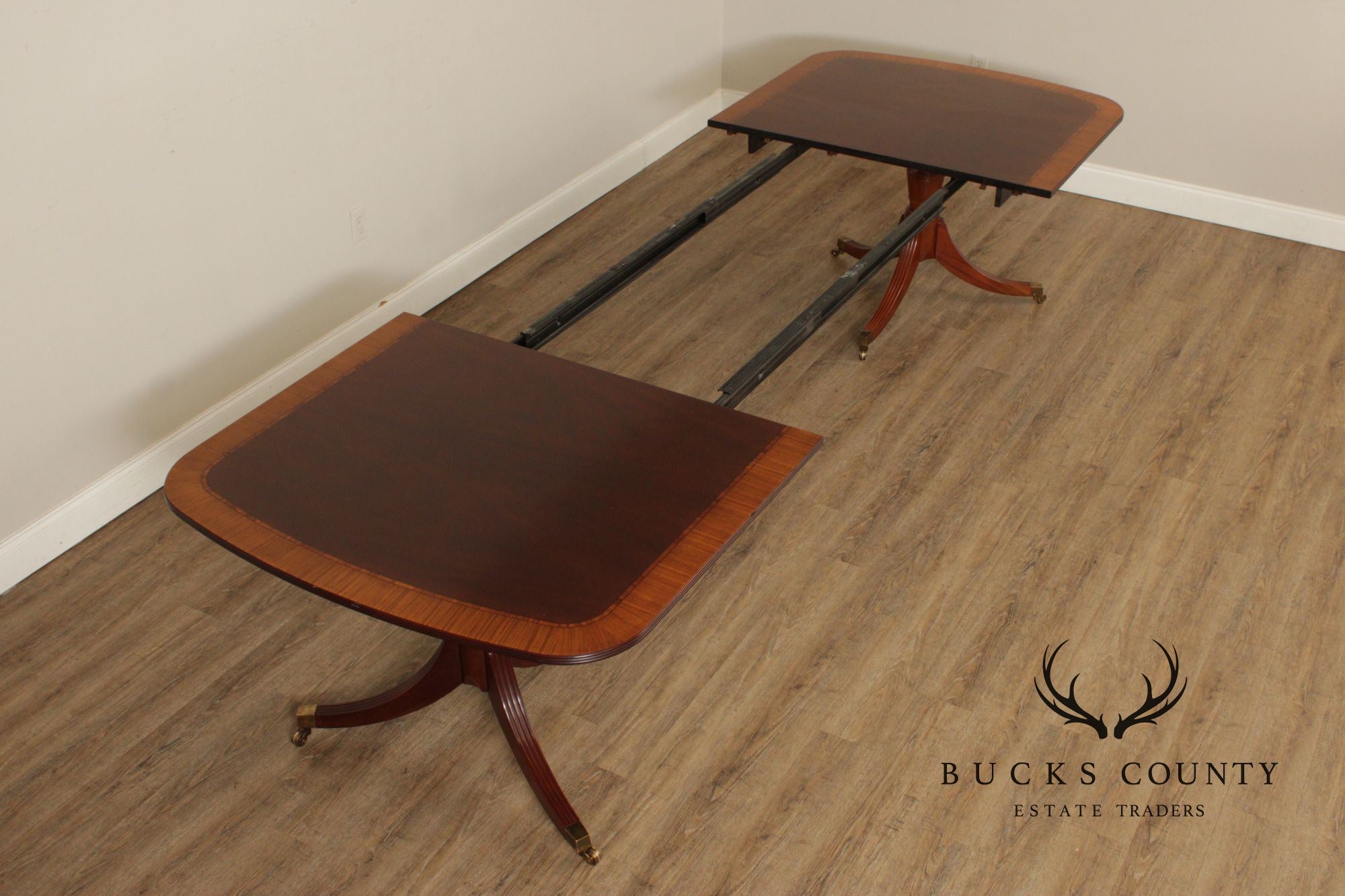 Baker Regency Style Mahogany Double Pedestal Dining Table