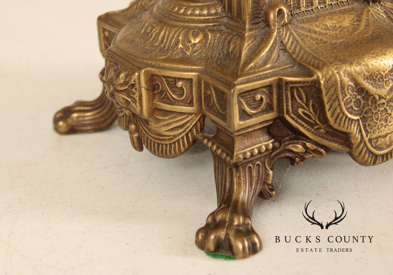 Brevettato Italian Brass and Marble Candelabrum Table Lamp