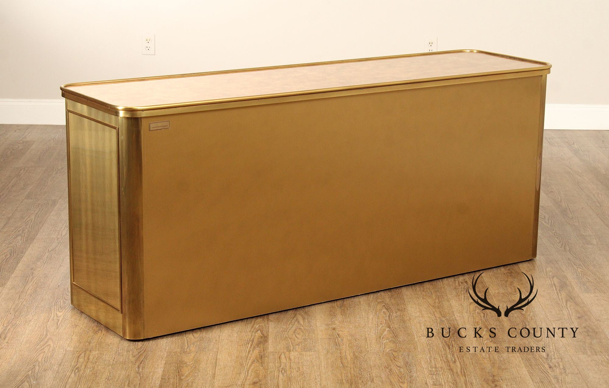 Mastercraft Hollywood Regency Brass and Burlwood Buffet