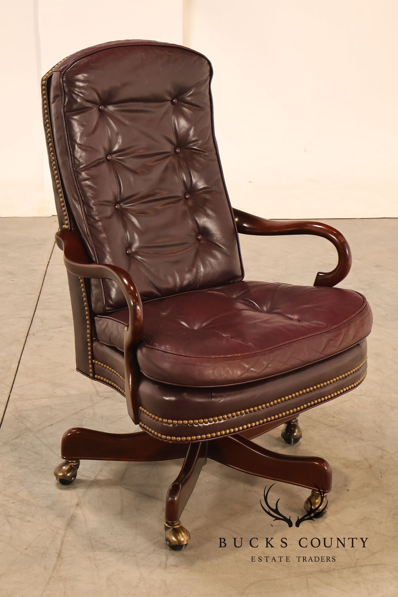Hancock & Moore Vintage Burgundy Leather Executive Office Chair