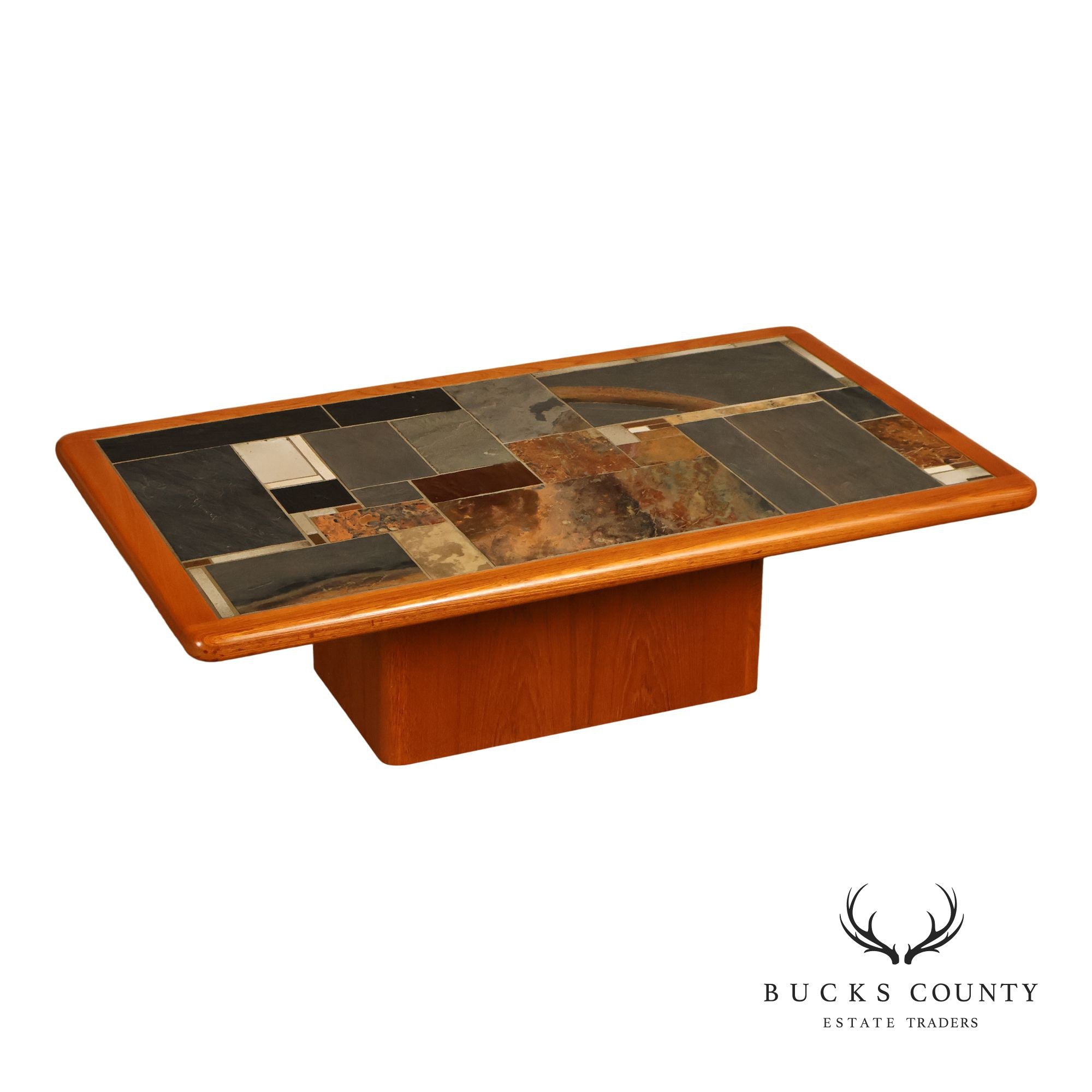 Sallingboe Jelling Danish Modern Teak And Slate Top Coffee Table