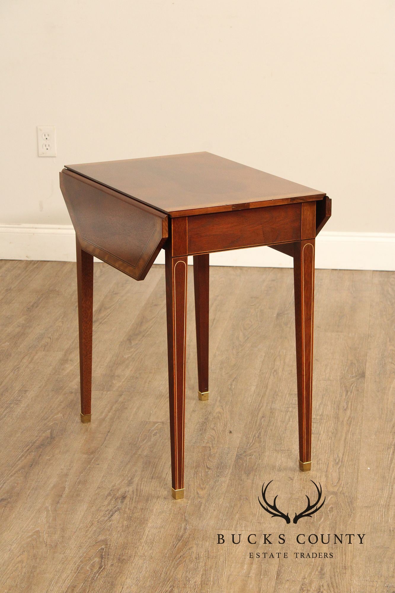 Baker Federal Style Inlaid Mahogany Drop-Leaf Pembroke Table