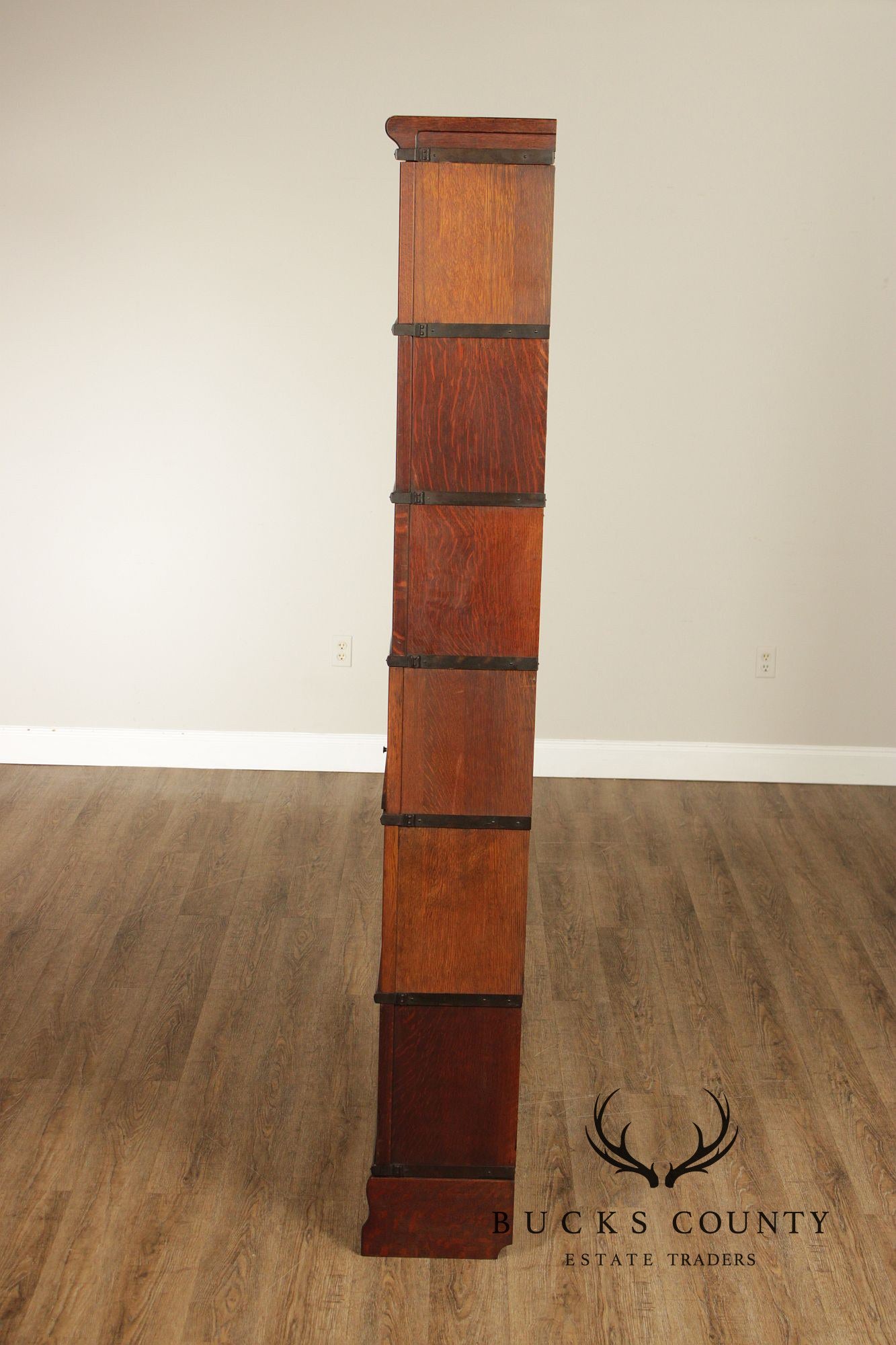 Antique Oak Five-Section Barrister Bookcase