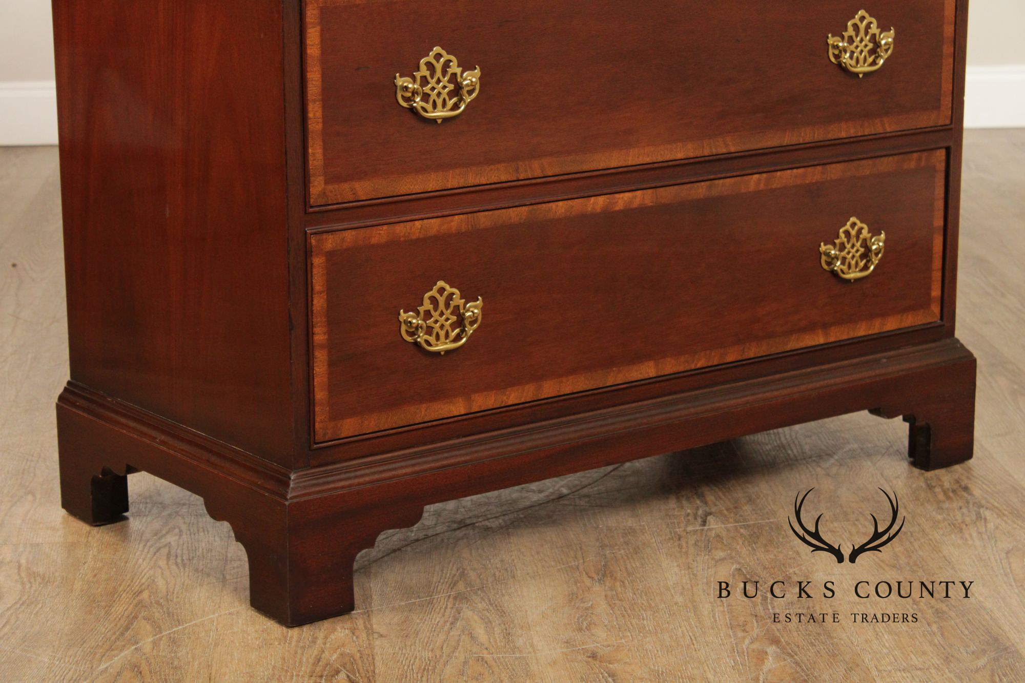 Hickory Furniture Inlaid Mahogany Chippendale Style Tall Chest of Drawers