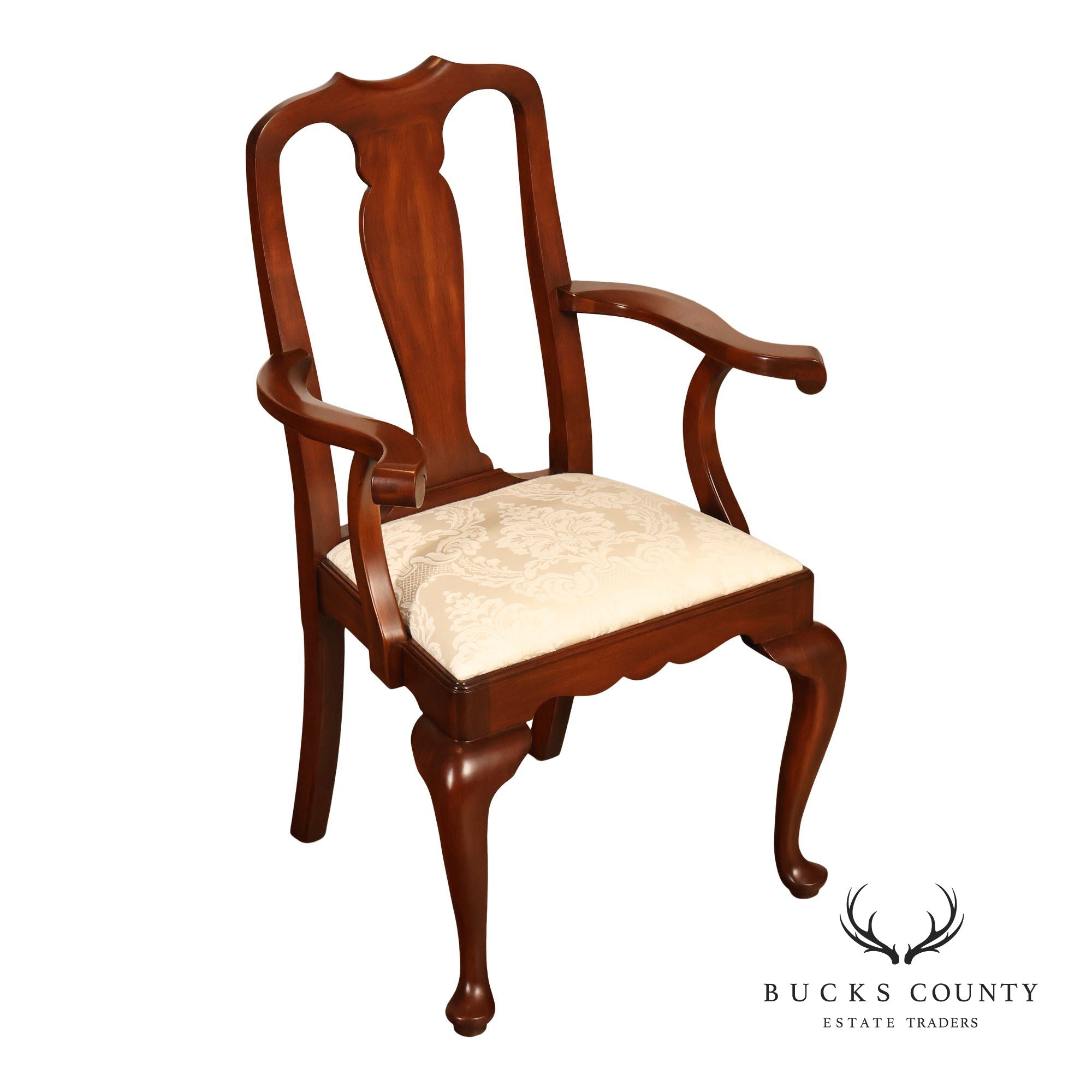 Henkel Harris Queen Anne Style Cherry Armchair