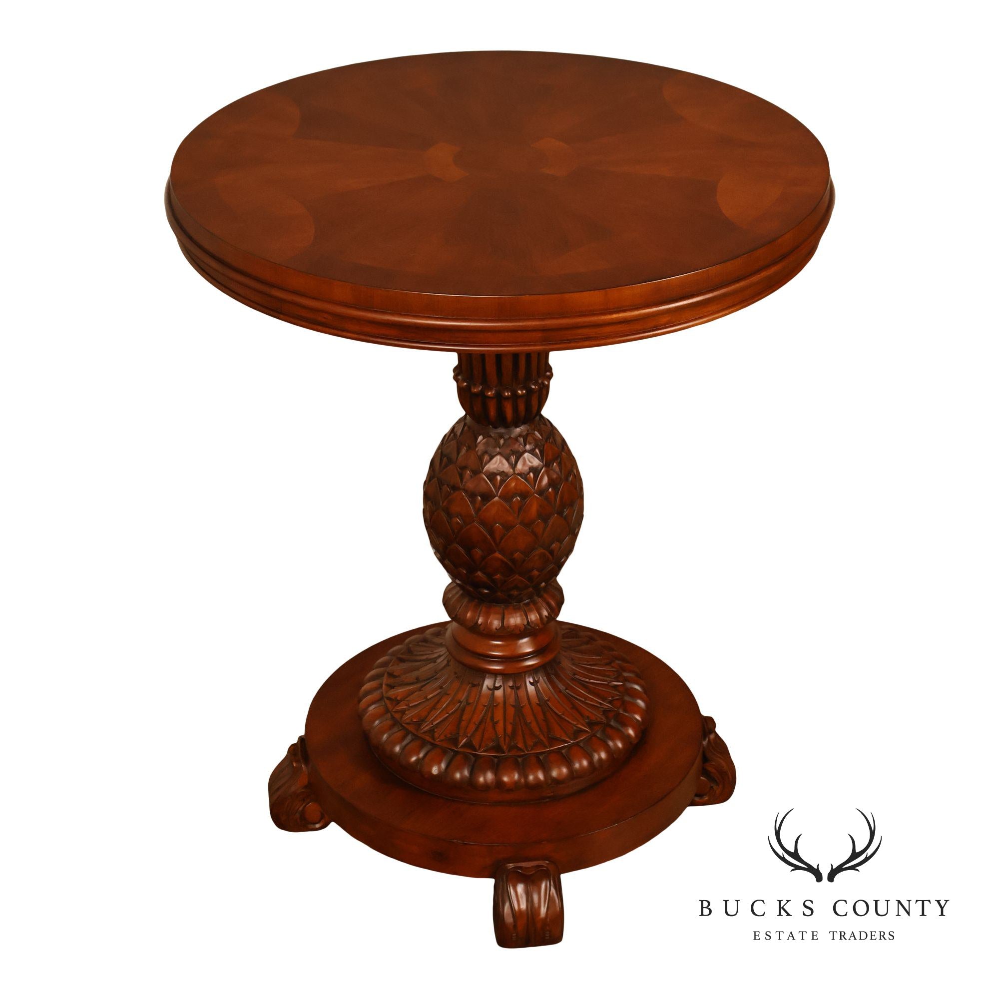 Ethan Allen Round Pineapple Pedestal Side Table