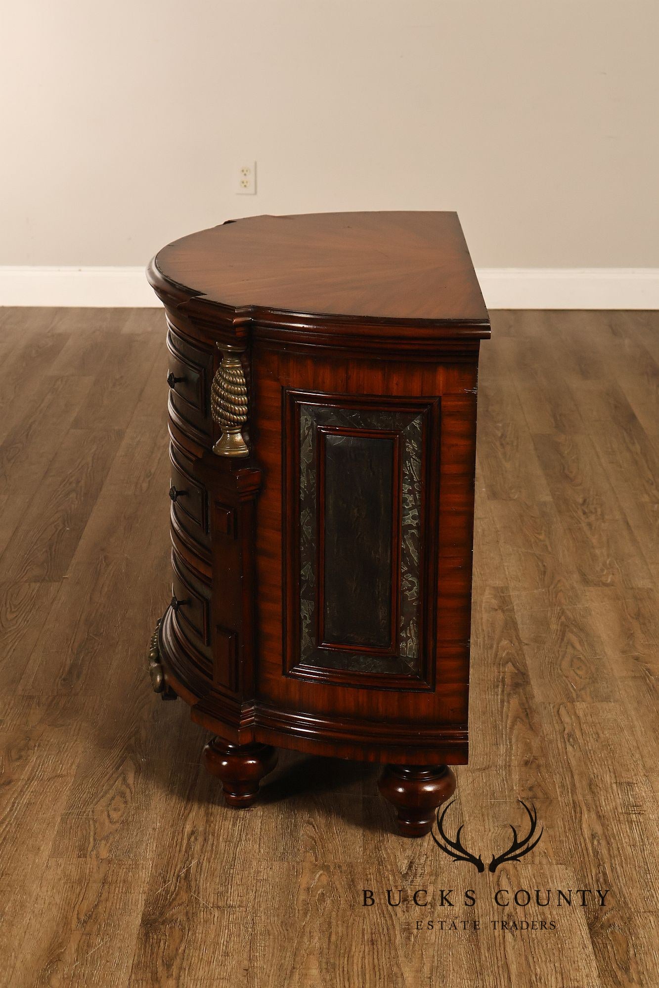 Maitland-Smith Pair Of Mahogany Three Drawer Chest Nightstands