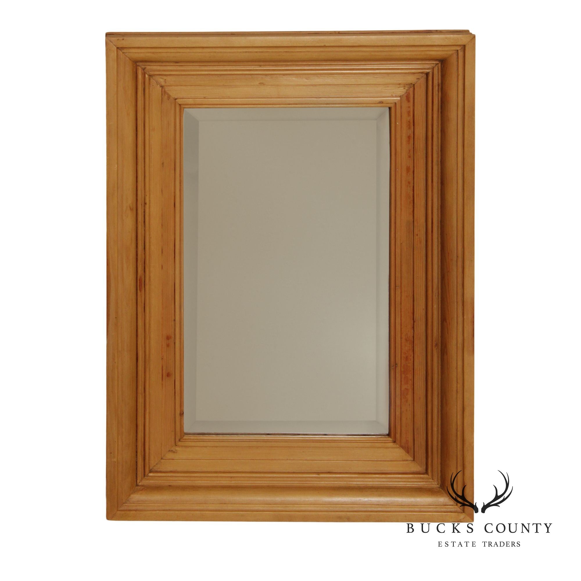 Antique English Scrubbed Pine Wall Mirror