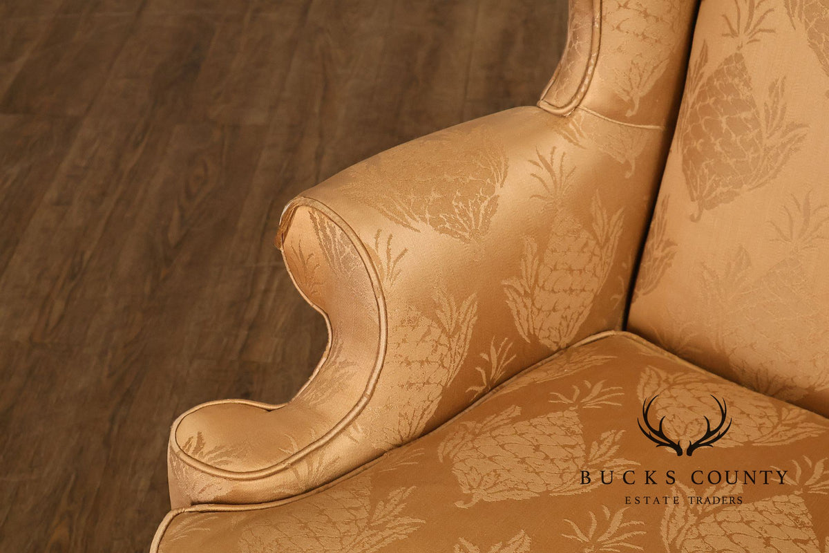 Hickory Chair Chippendale Style Upholstered Wingback Armchair