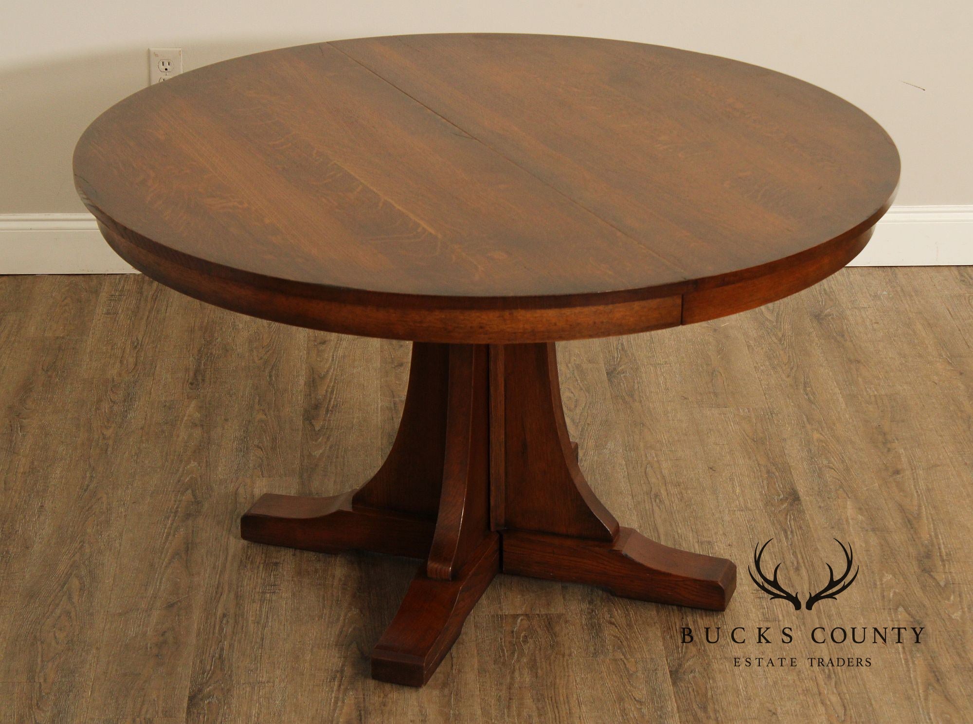 Stickley Mission Collection Oak Round Pedestal Dining Table