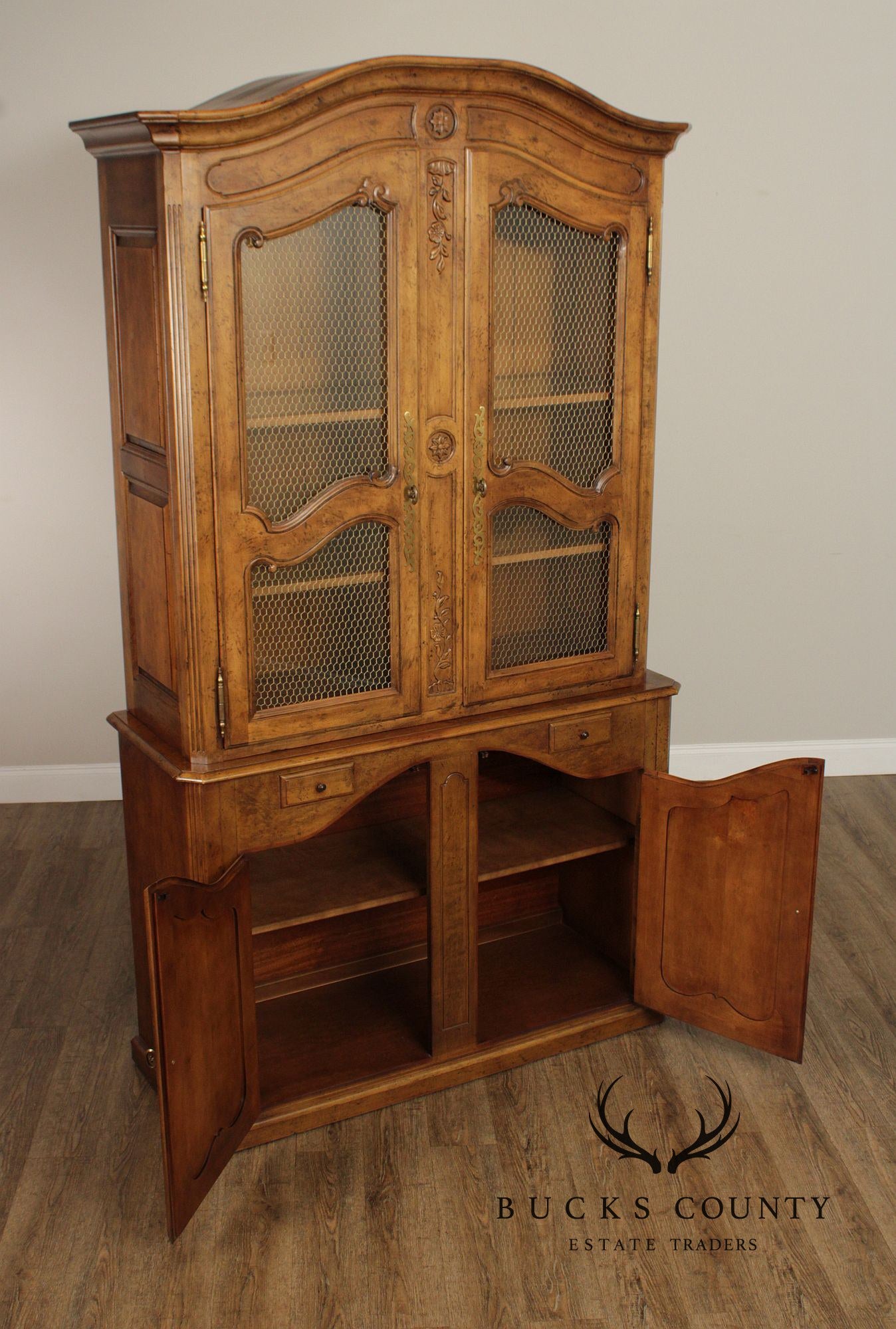 Henredon French Country Style Monumental Bookcase Cabinet