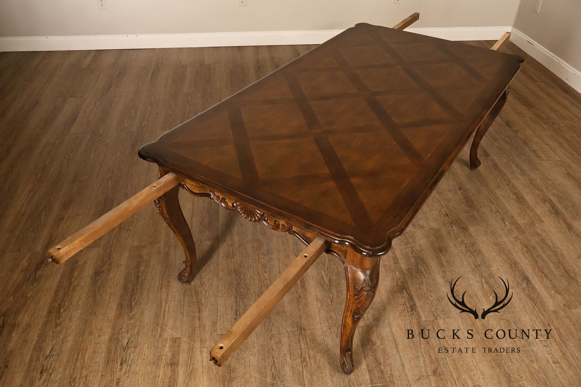 French Country Parquetry Top Expandable Dining Table