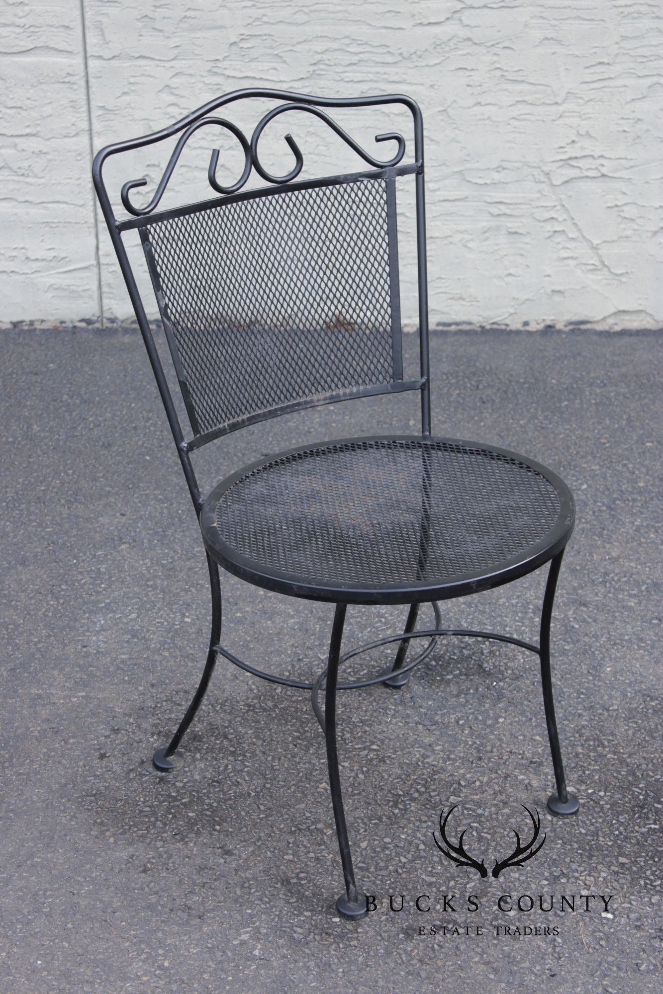 Vintage Pair of Wrought Iron Outdoor Patio Side Chairs