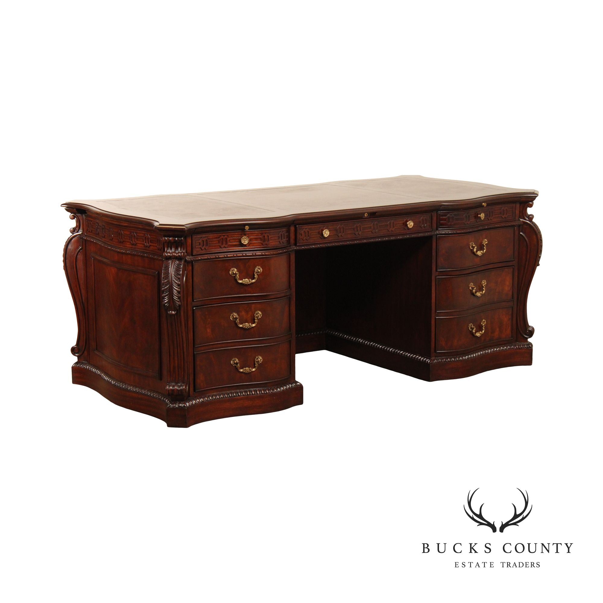 Georgian Style Leather Top Mahogany Executive Writing Desk