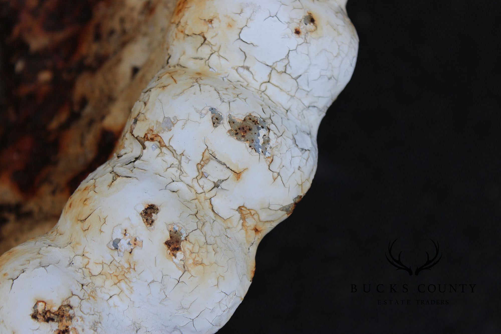 Vintage Pair of Painted Cast Iron Garden Urns on Stands