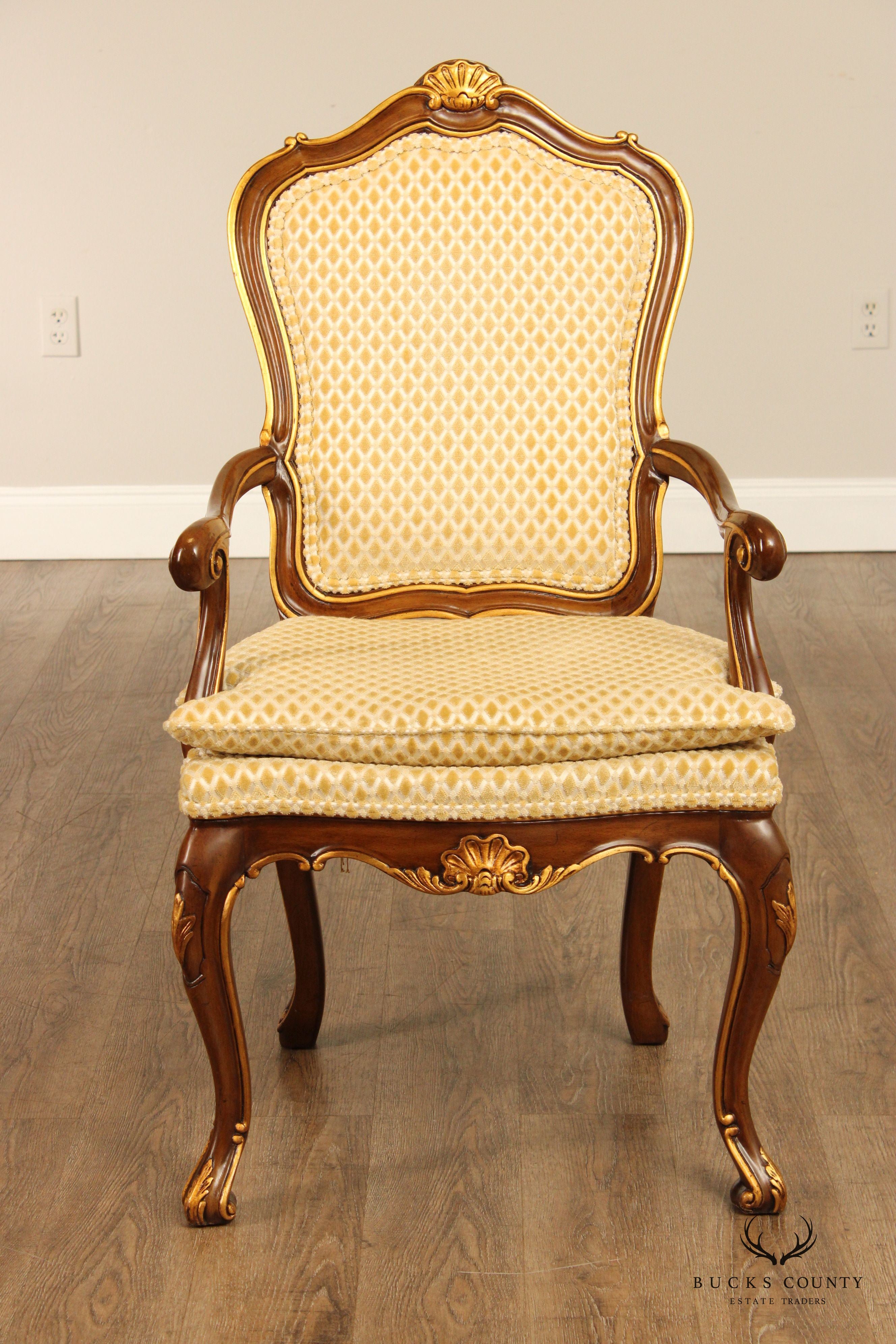 Karges French Louis XV Style Set of Ten Partial Gilt Dining Chairs