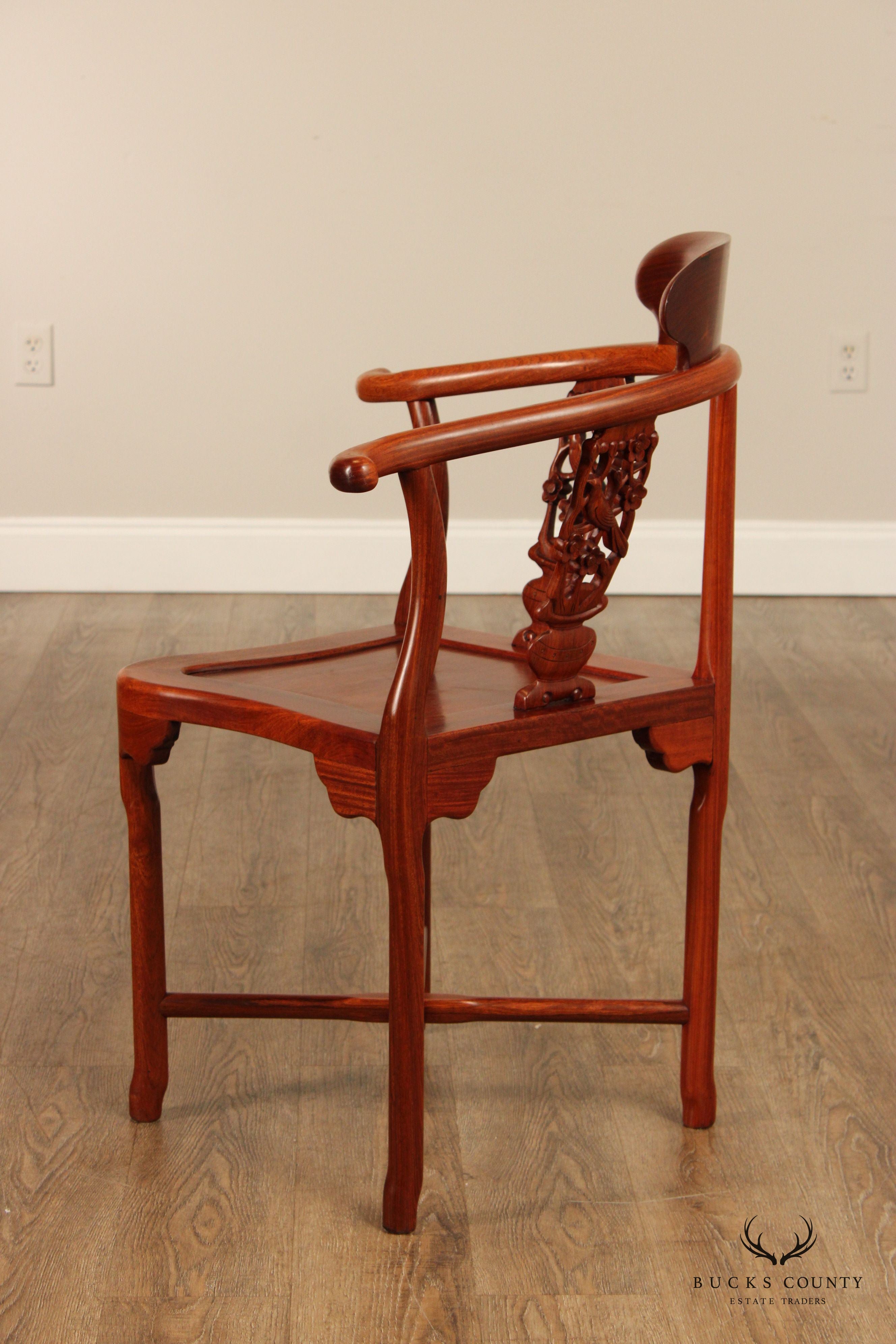 Chinese Rosewood Carved Corner Chair