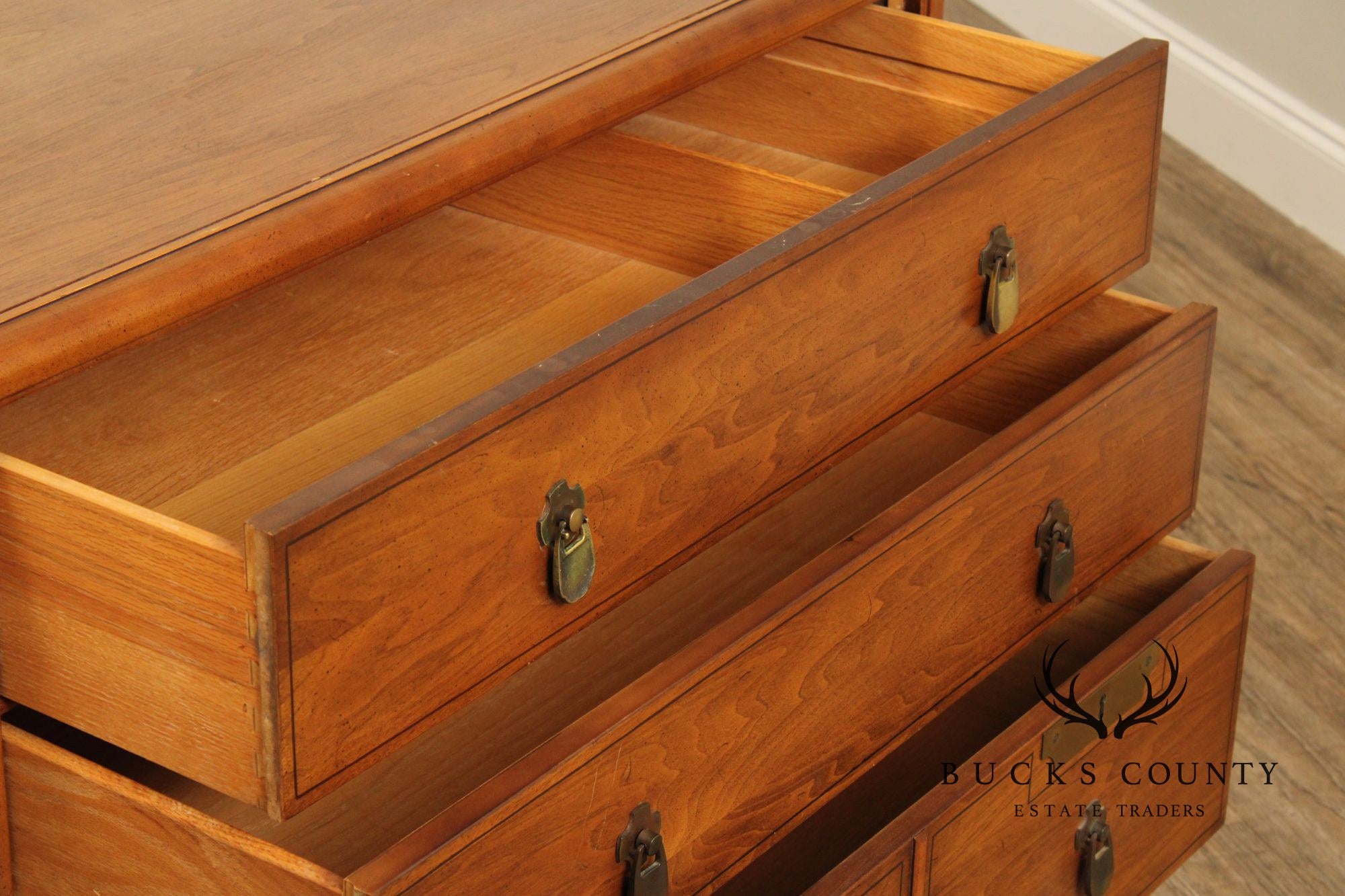 Imperial Furniture Asian Inspired Mid Century Walnut Triple Chest