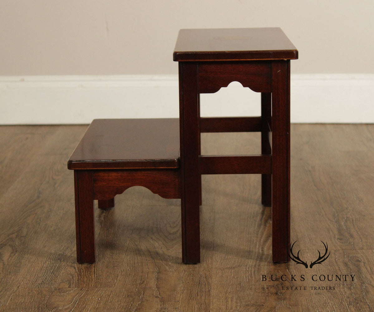Councill Craftsmen Chippendale Style Inlaid Mahogany Bed Steps