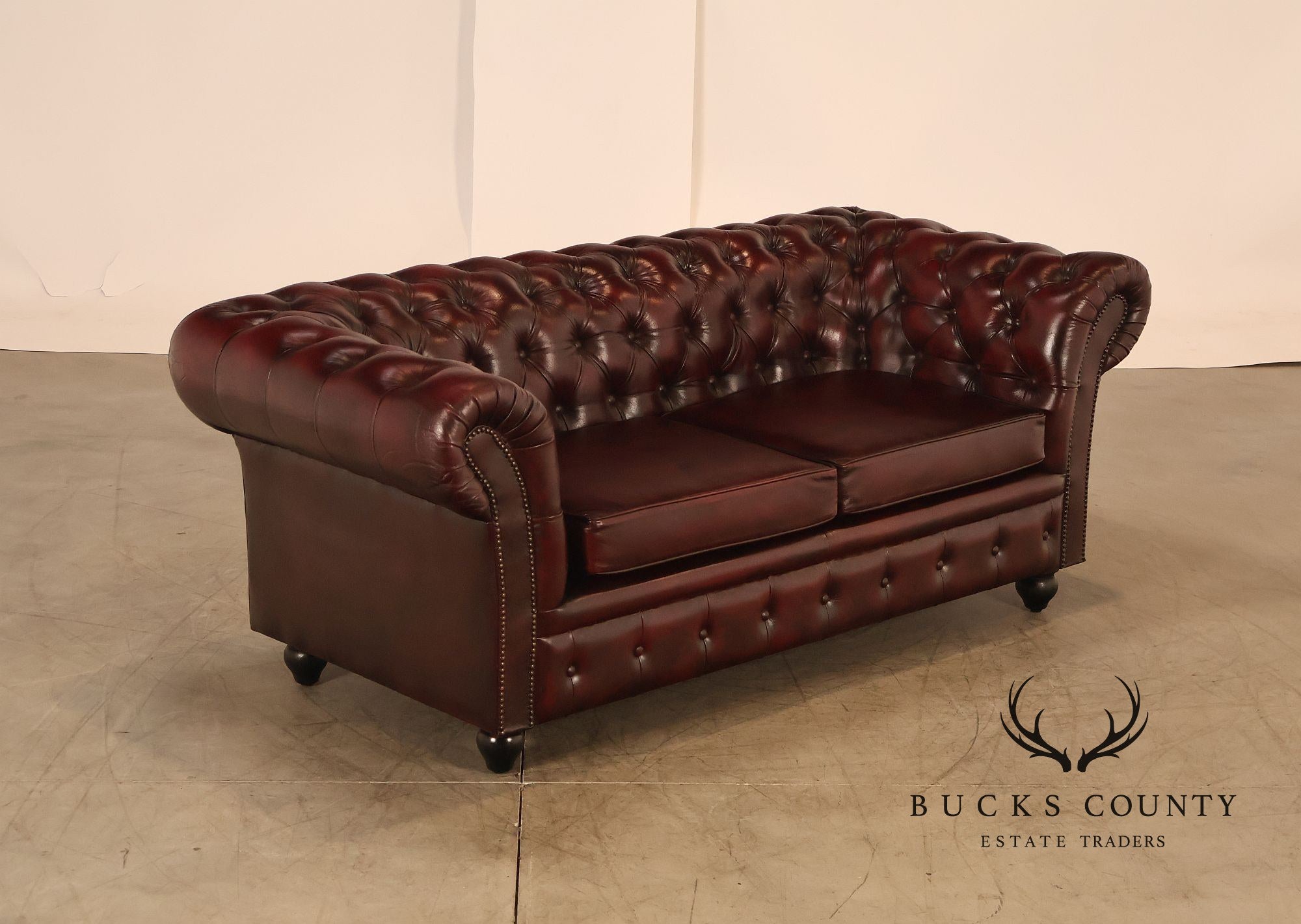 Chesterfield Style Oxblood Leather Sofa