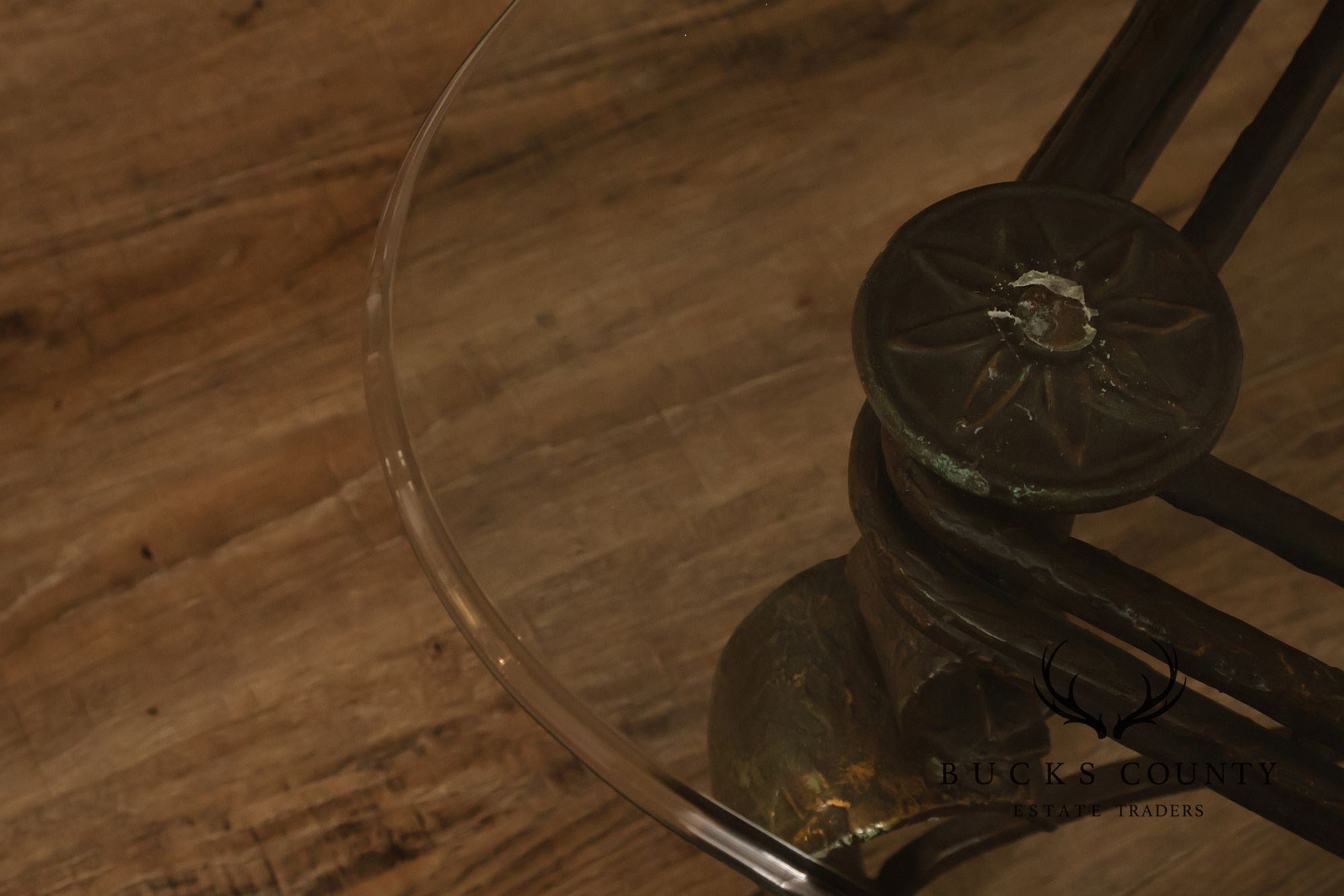 Neoclassical Style Iron And Glass Coffee Table