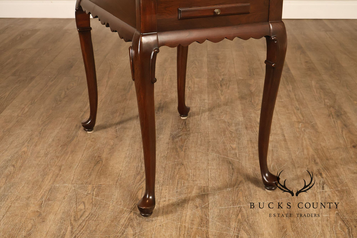 Ethan Allen Georgian Court Cherry Queen Anne Side Table With Pull-Out Slides
