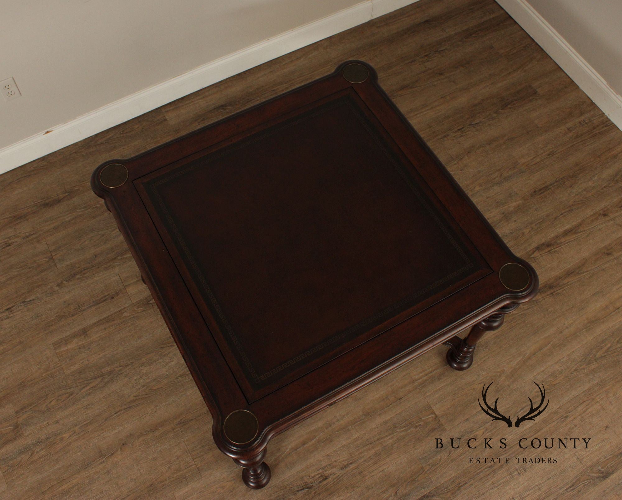 Jacobean Style Leather Top Dark Cherry Games Table