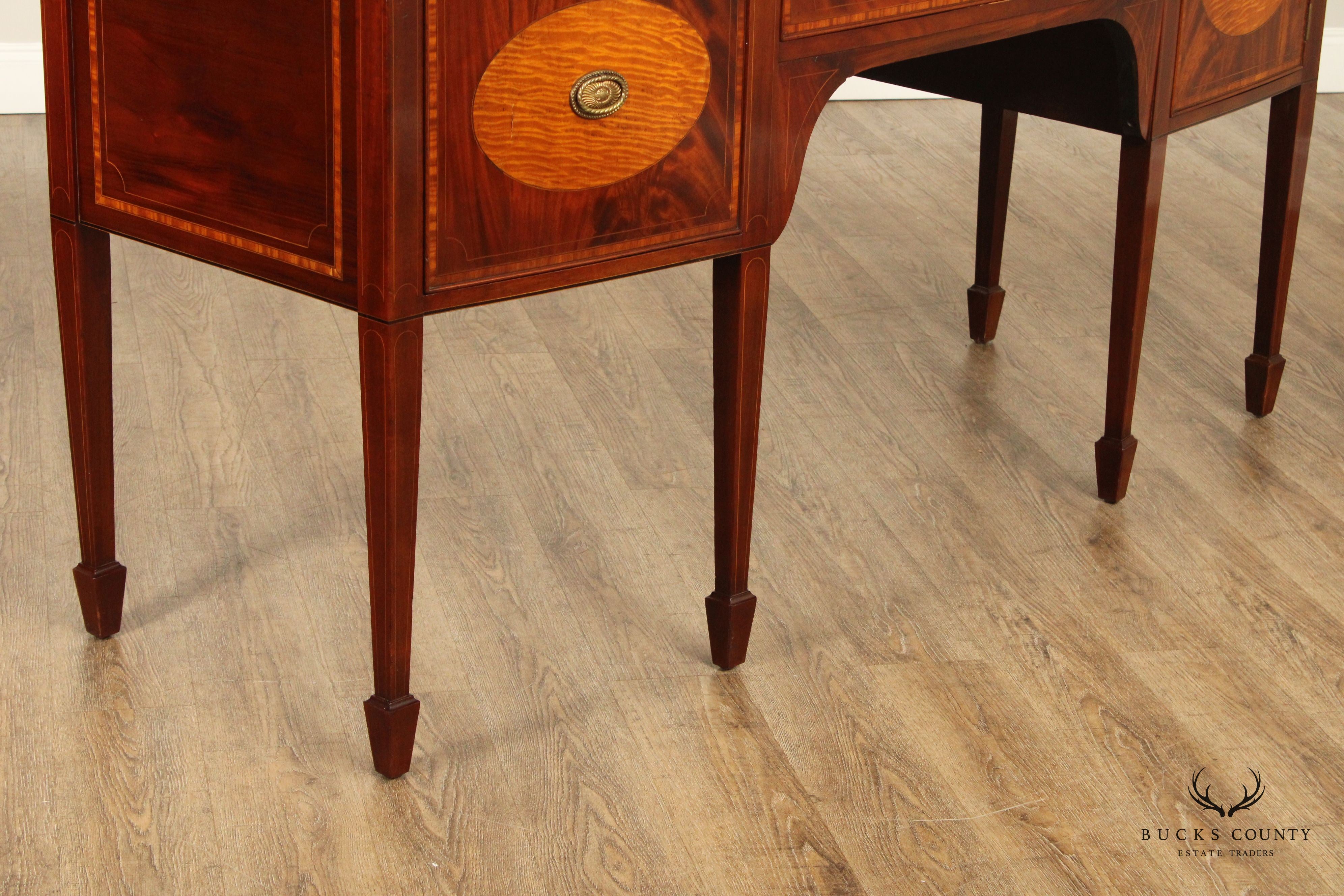 Antique English Federal Inlaid Mahogany Bowfront Sideboard