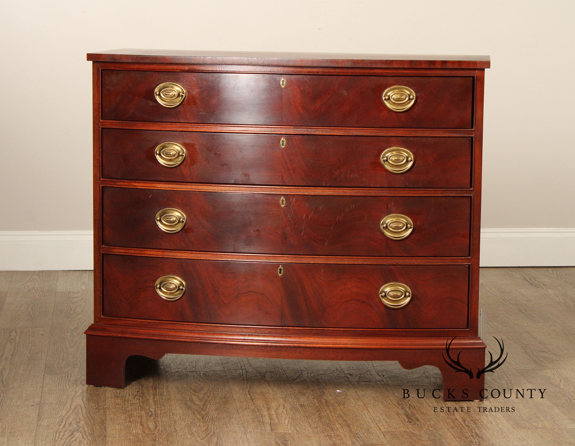 Ethan Allen 18th Century Mahogany Collection Bowfront Chest