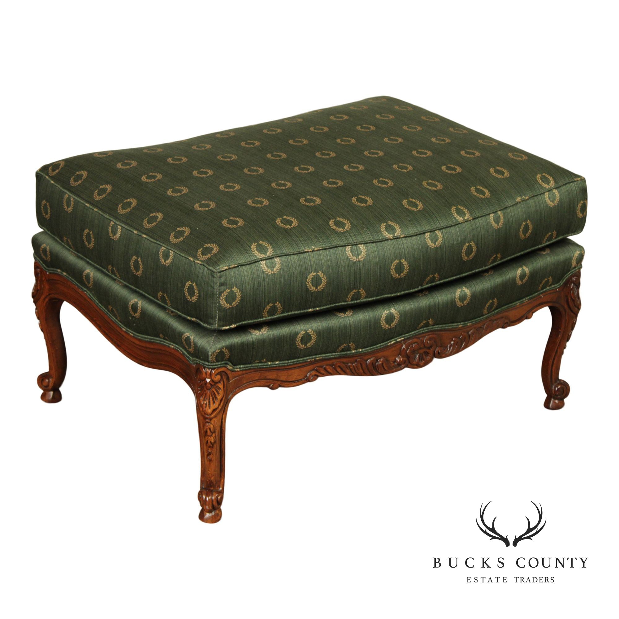 Sherrill Furniture Rococo Style Carved Ottoman