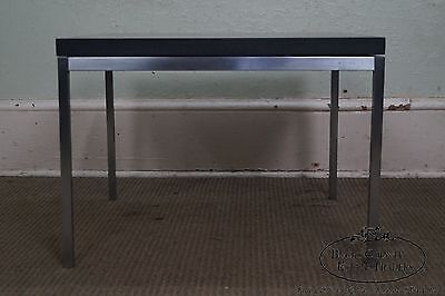 Mid Century Modern Square Chrome Slate Top Side Table